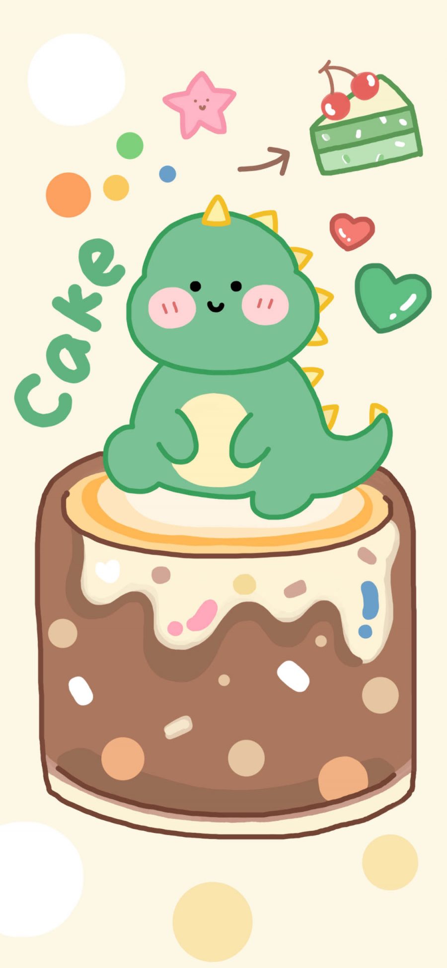 [2436×1125]可爱 小恐龙 蛋糕 卡通 苹果手机动漫壁纸图片