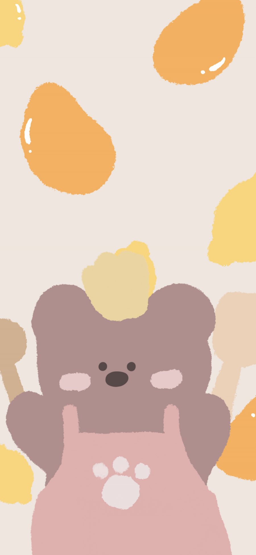 [2436×1125]可爱 小熊 色彩 绘画 苹果手机动漫壁纸图片