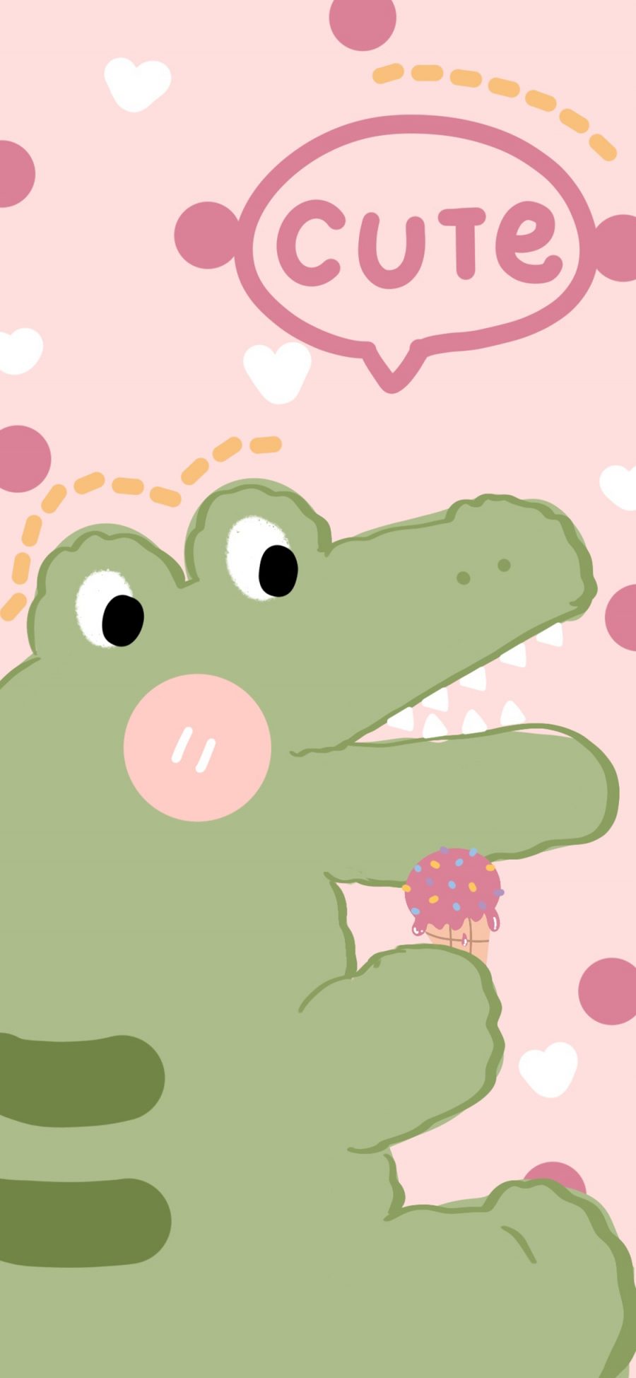 [2436×1125]可爱 小鳄鱼 cute 粉 卡通 苹果手机动漫壁纸图片