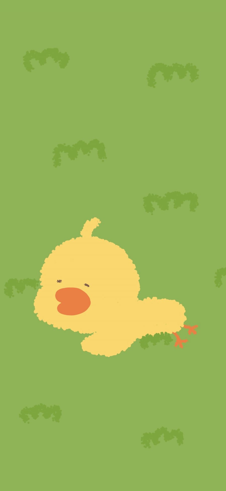 [2436×1125]可爱 小黄鸭 草地 卡通 苹果手机动漫壁纸图片
