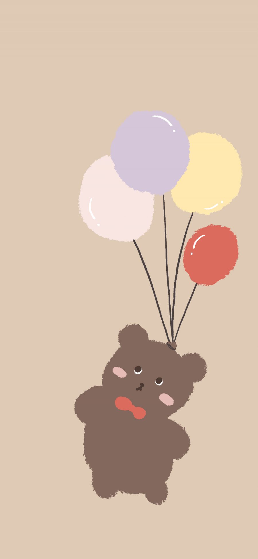 [2436×1125]可爱 气球 小熊 卡通 苹果手机动漫壁纸图片