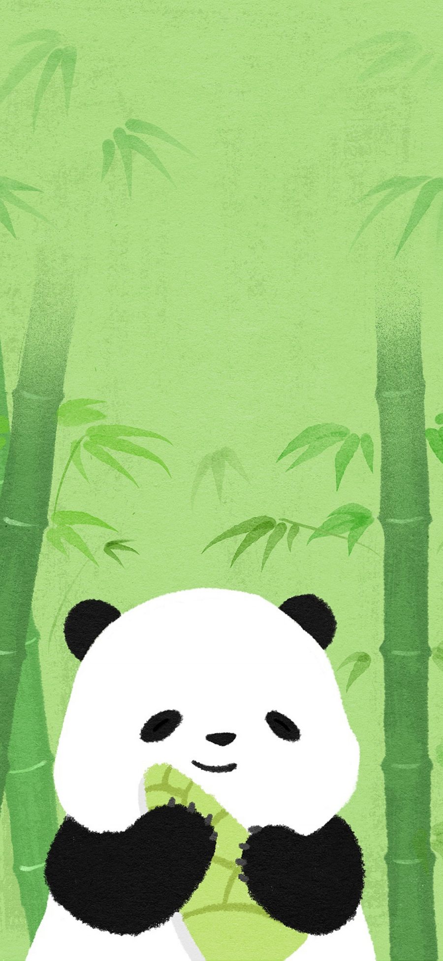 [2436×1125]可爱 熊猫 绿 竹子 苹果手机动漫壁纸图片