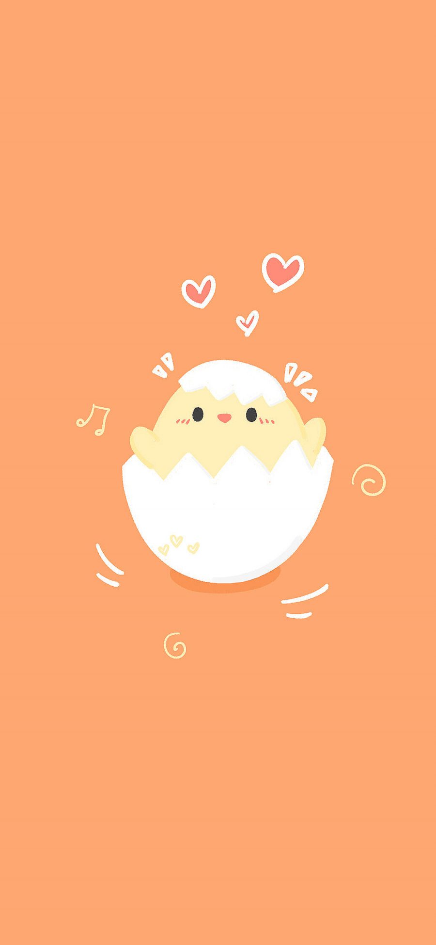 [2436×1125]可爱 爱心 小鸡 孵化 苹果手机动漫壁纸图片