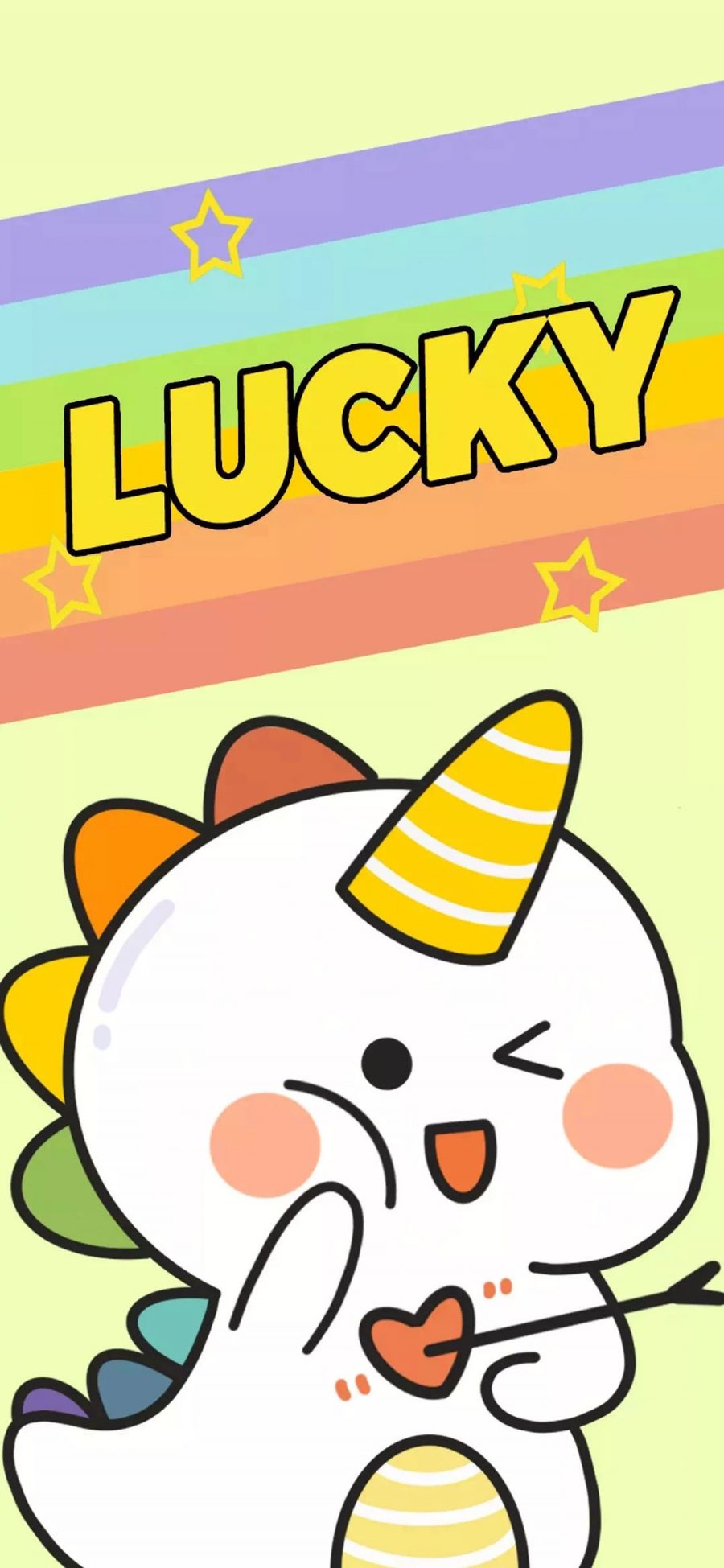 [2436×1125]可爱 独角兽 lucky 色彩 苹果手机动漫壁纸图片