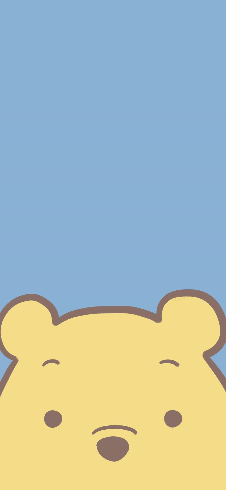 [2436×1125]可爱 维尼熊 蓝 苹果手机动漫壁纸图片