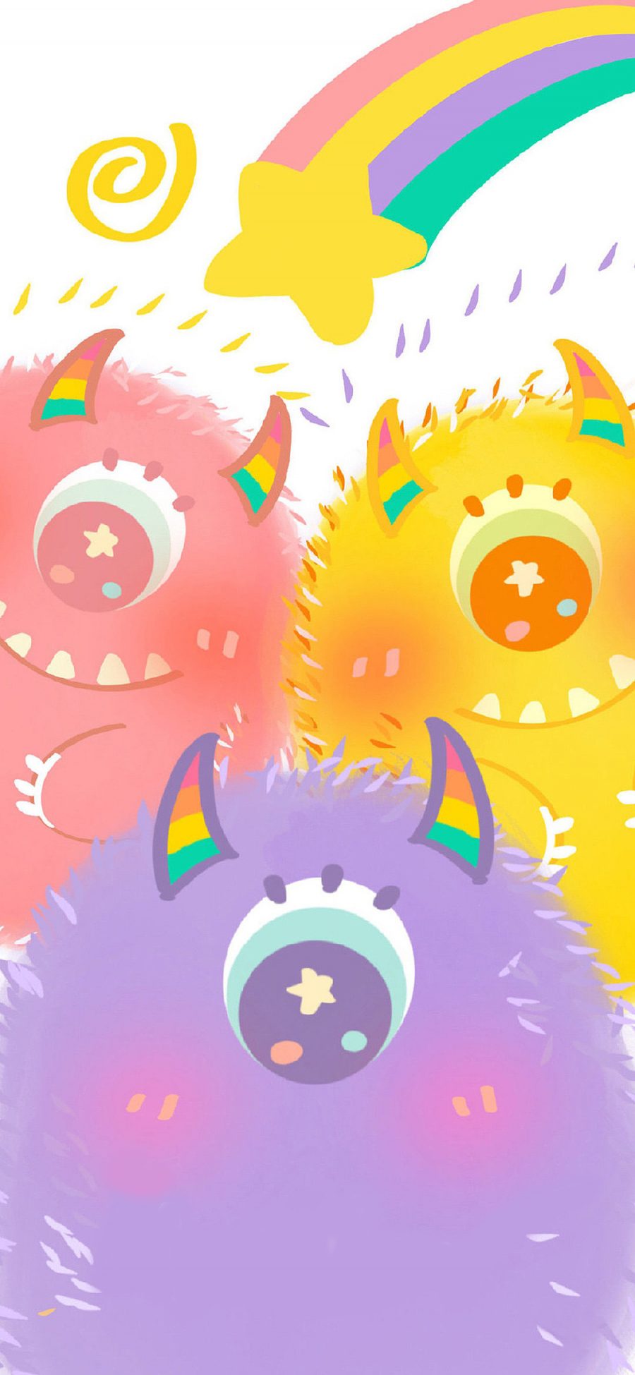 [2436×1125]可爱 色彩 可爱 小怪兽 苹果手机动漫壁纸图片