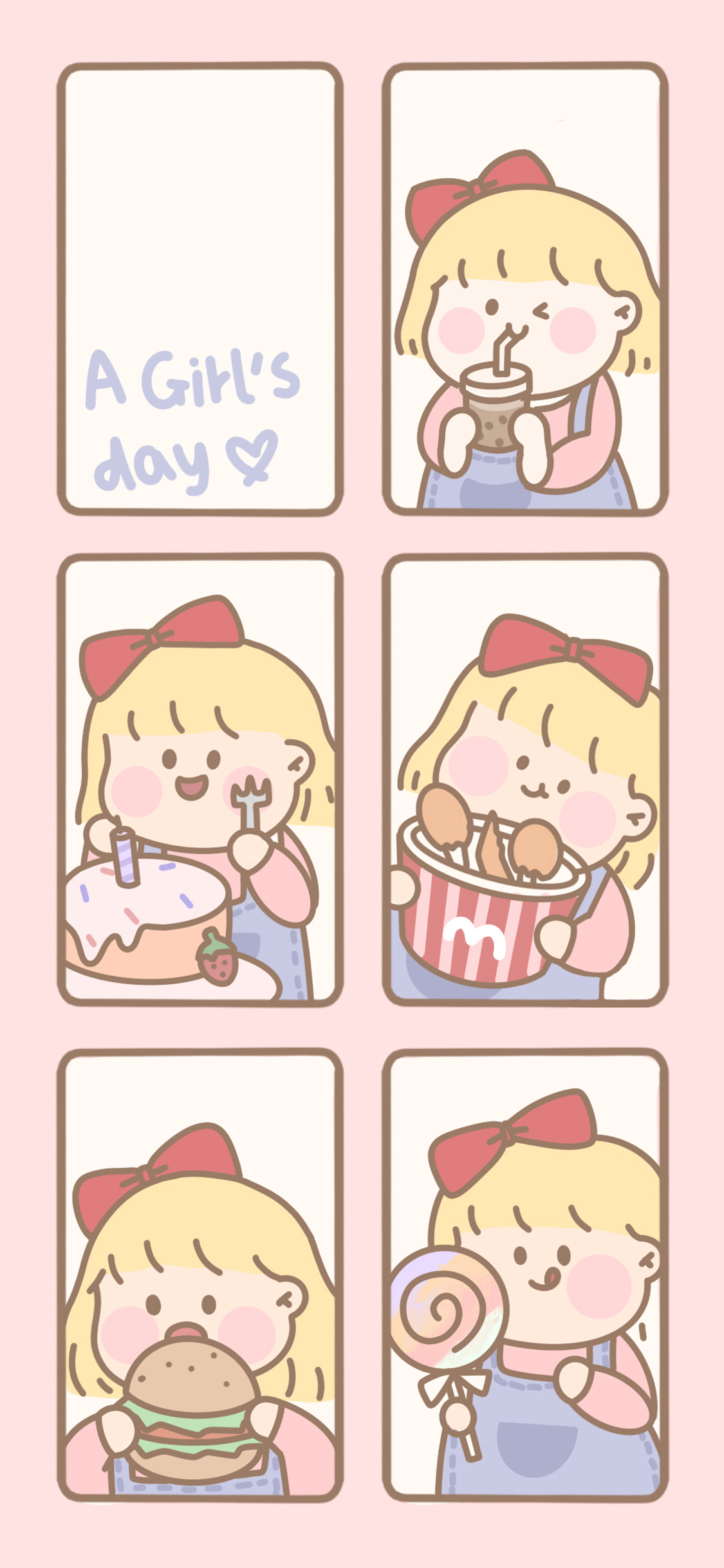 [2436×1125]可爱 鸽子 girl day 点心 奶茶 棒棒糖 汉堡 苹果手机动漫壁纸图片