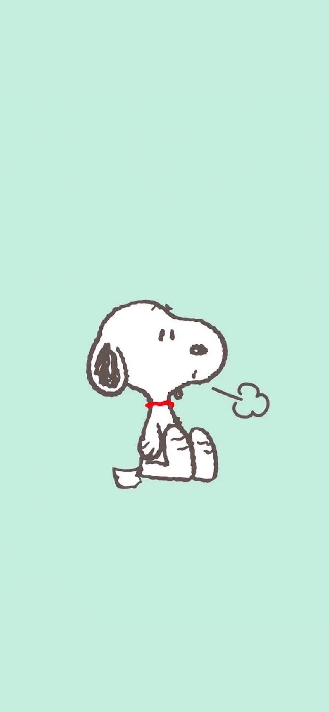 [2436×1125]史努比 动漫 手绘 简约 苹果手机动漫壁纸图片