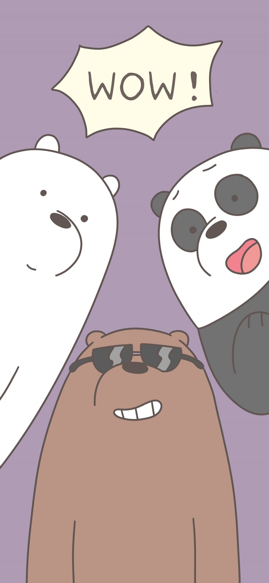 [2436×1125]咱们裸熊 紫色 wow 北极熊 熊猫 棕熊 动画 苹果手机动漫壁纸图片