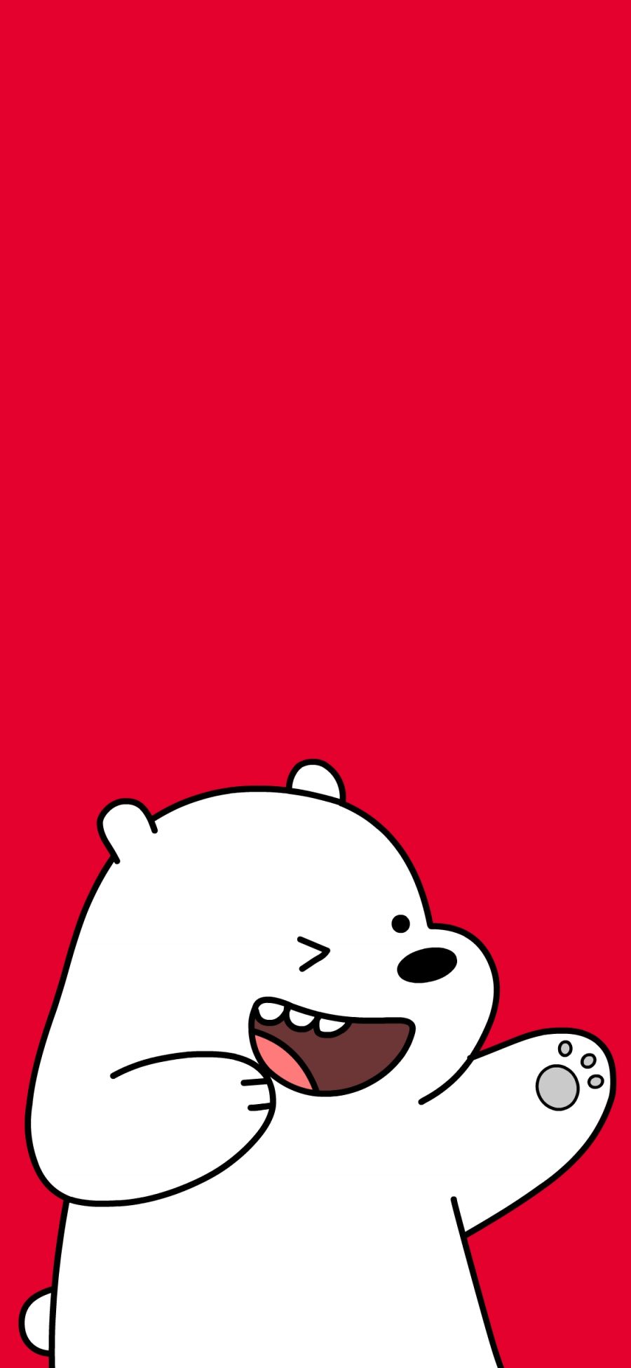 [2436×1125]咱们裸熊 红色 卡通 动画 北极熊 可爱 苹果手机动漫壁纸图片