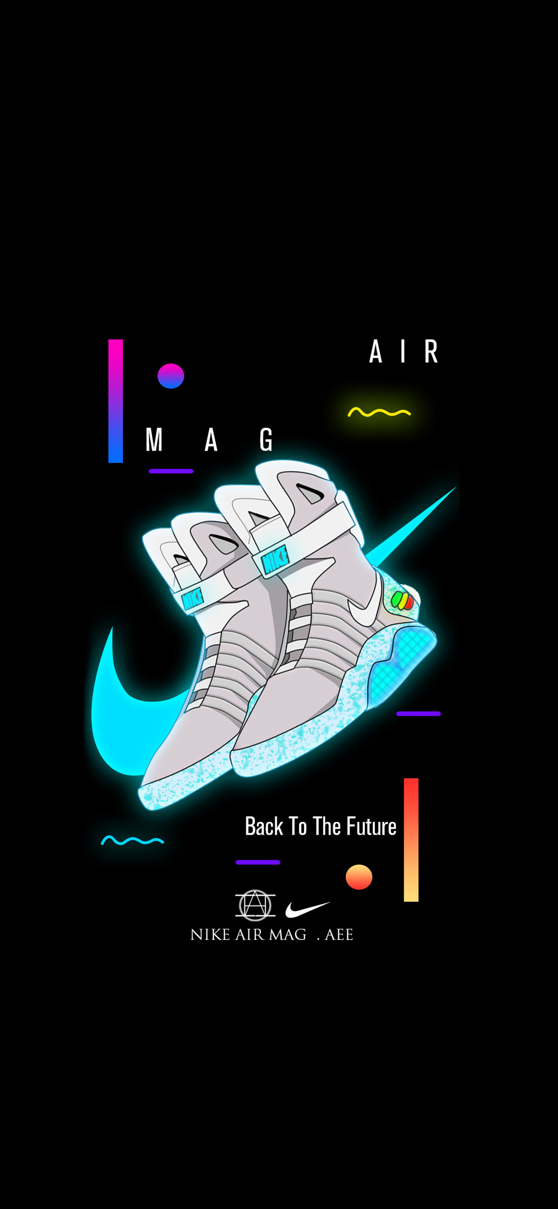 [2436×1125]品牌 鞋子 Nike 卡通 插图 苹果手机动漫壁纸图片