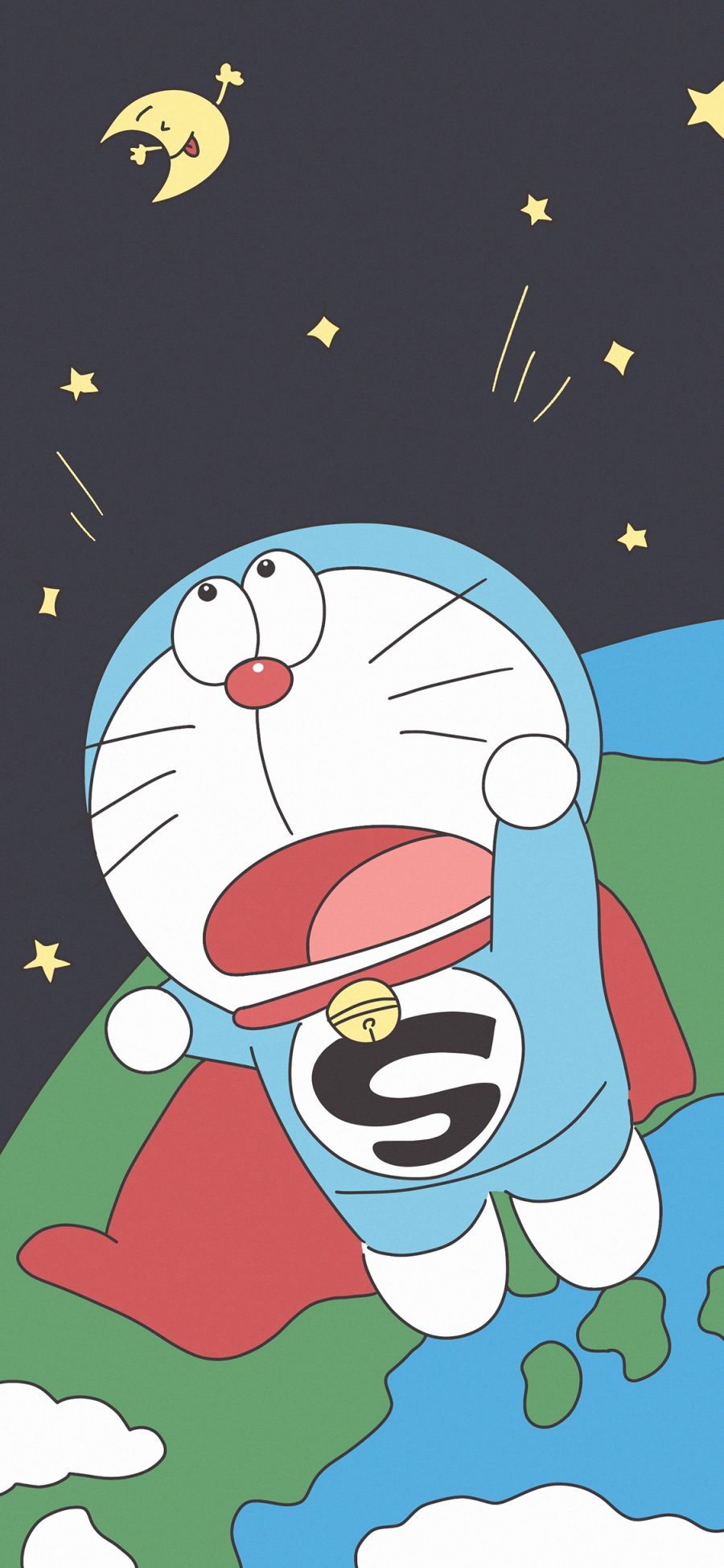 [2436×1125]哆啦A梦 叮当猫 日本 动画 太空 苹果手机动漫壁纸图片