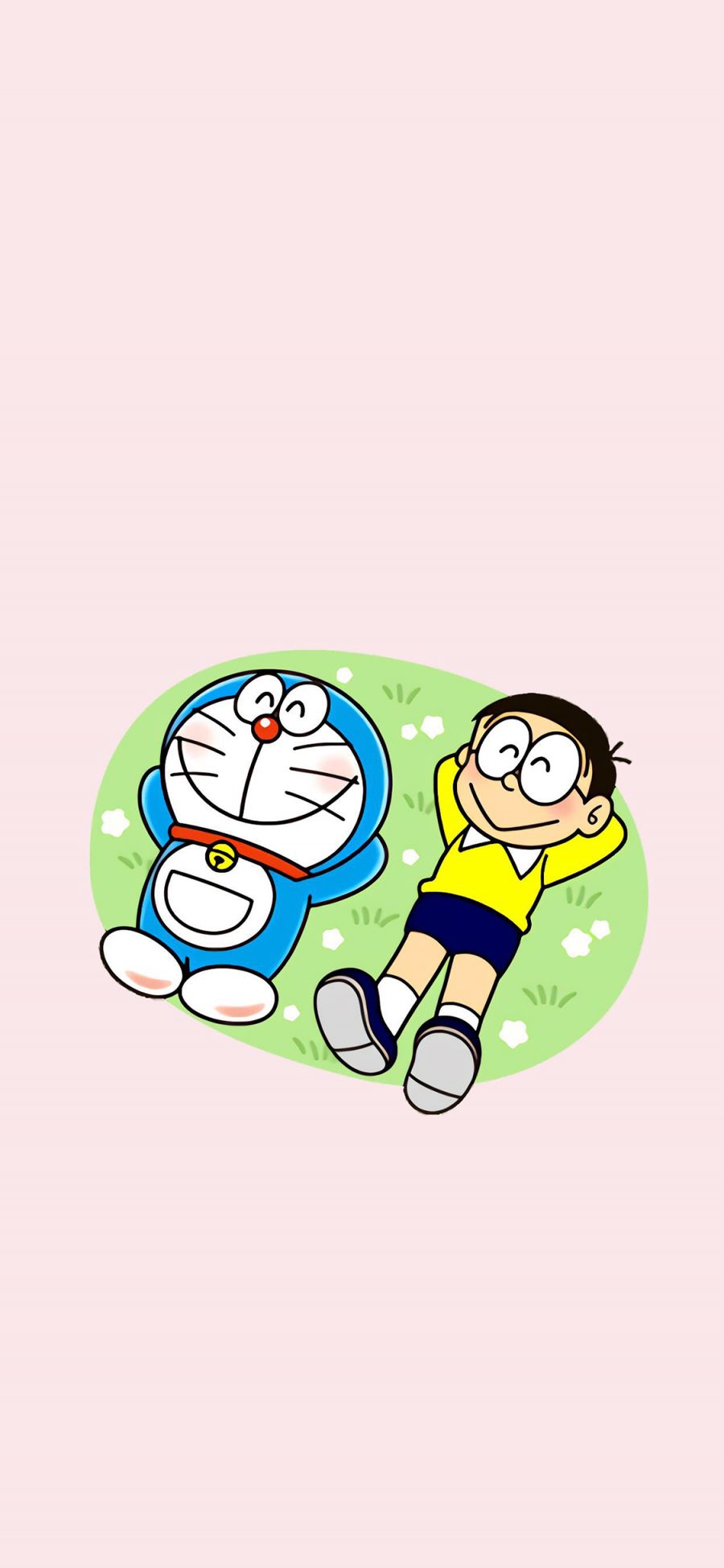 [2436×1125]哆啦A梦 大雄 叮当猫 动画 粉色 苹果手机动漫壁纸图片