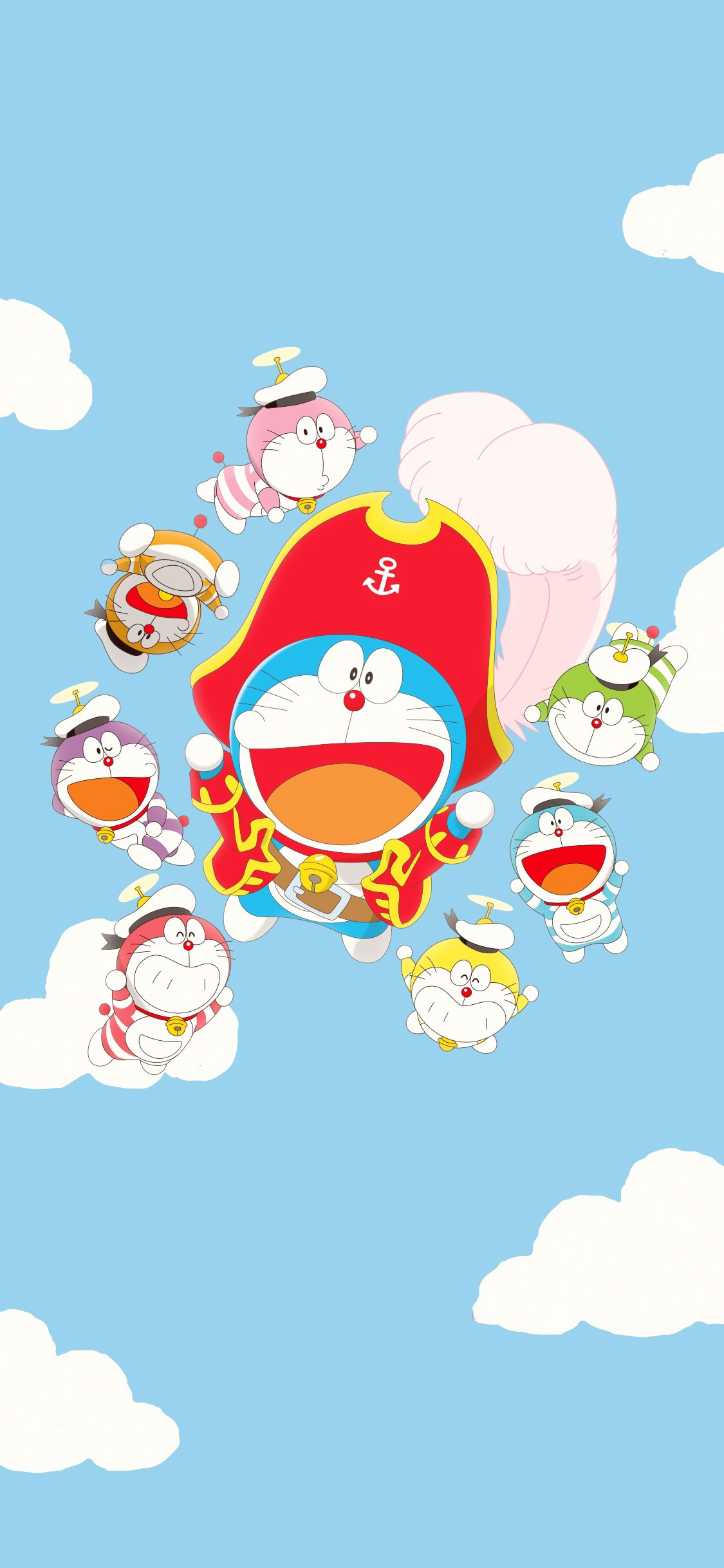 [2436×1125]哆啦A梦 大雄的金银岛 带我回家 动画片 卡通 电影 蓝色 苹果手机动漫壁纸图片