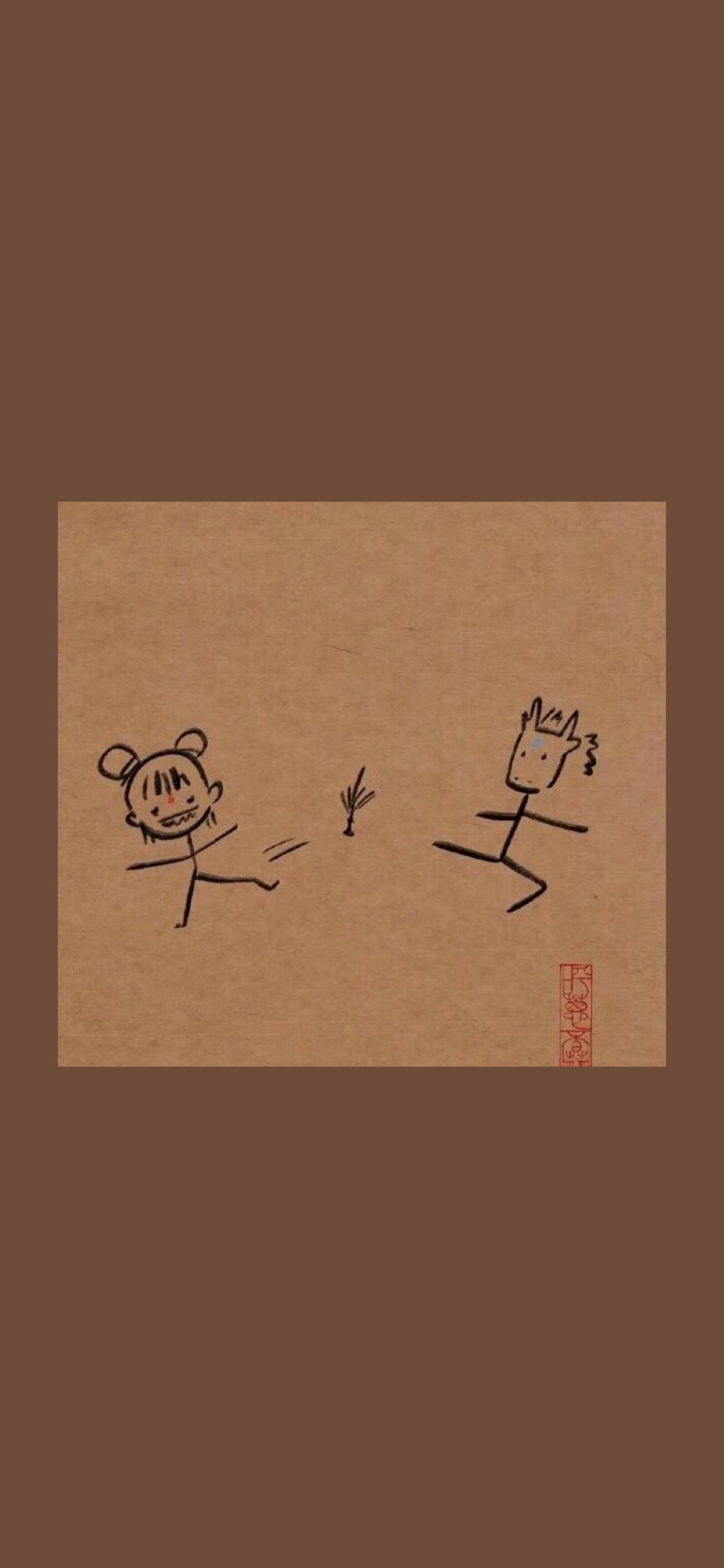 [2436×1125]哪吒 魔童降世 插图 简笔画 苹果手机动漫壁纸图片