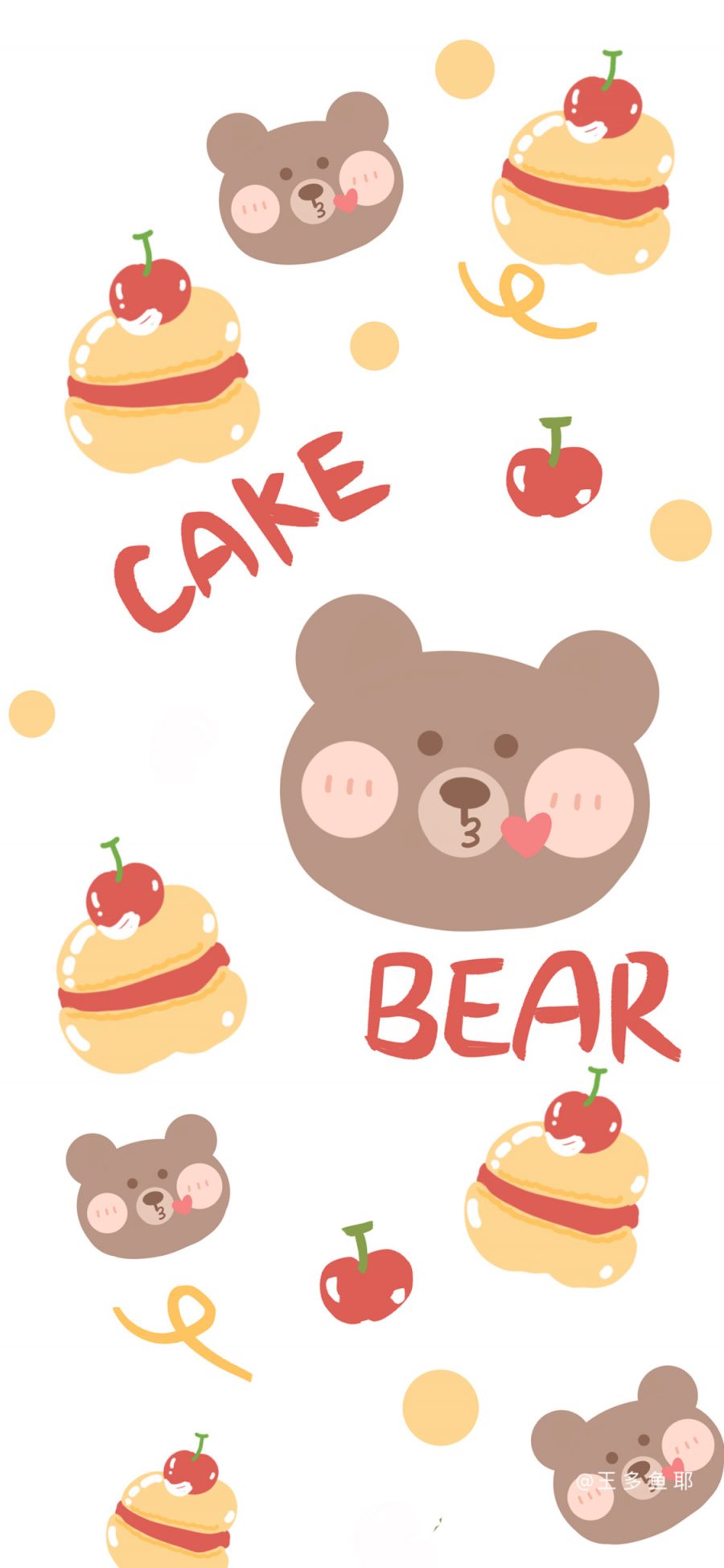 [2436×1125]壳 卡通 小熊 糕点 bear 苹果手机动漫壁纸图片