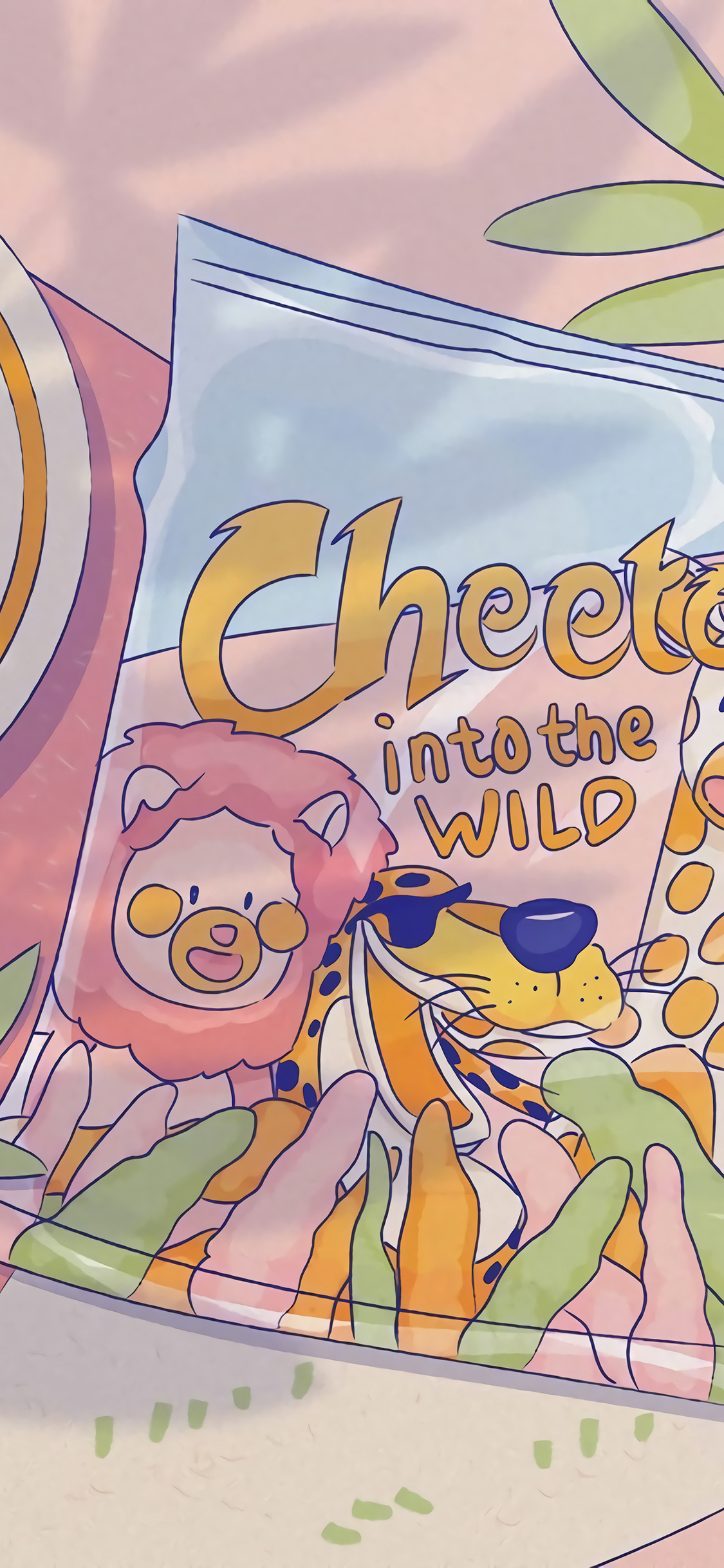 [2436×1125]夏日 零食插图 薯片 苹果手机动漫壁纸图片