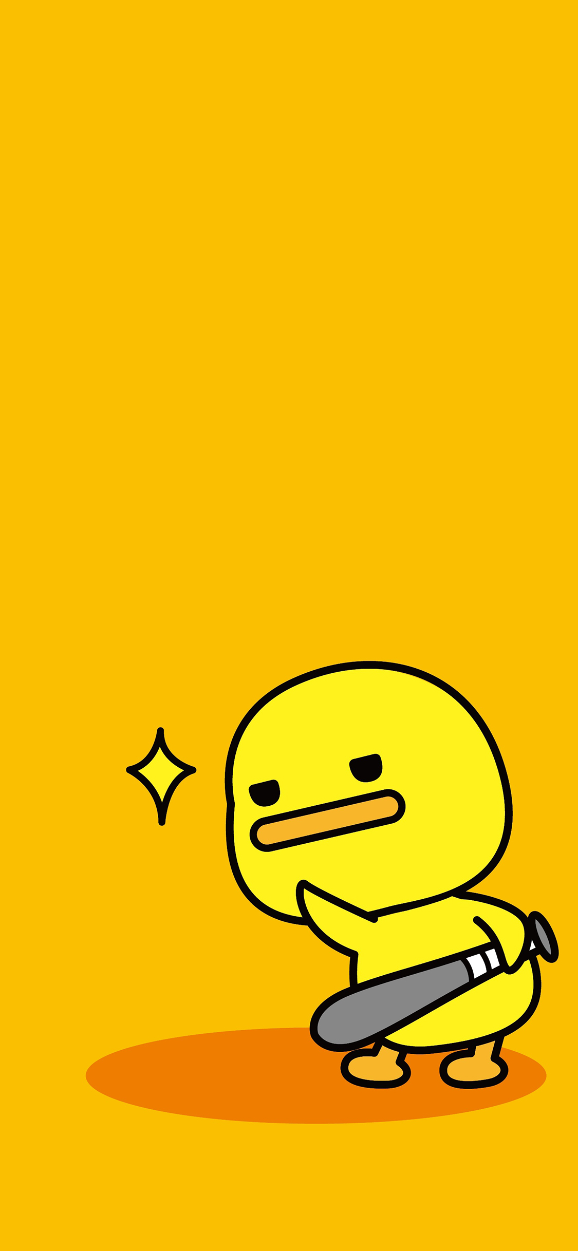 [2436×1125]夏萌猫 可爱 小鸡 黄色 回头 苹果手机动漫壁纸图片