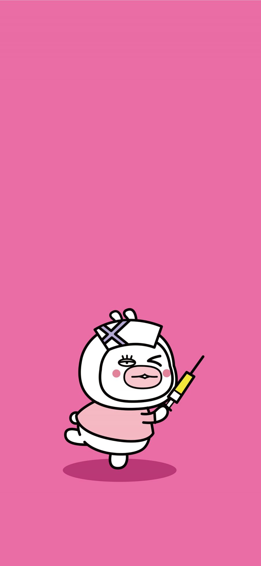 [2436×1125]夏萌猫 可爱 粉色 针筒 护士 苹果手机动漫壁纸图片