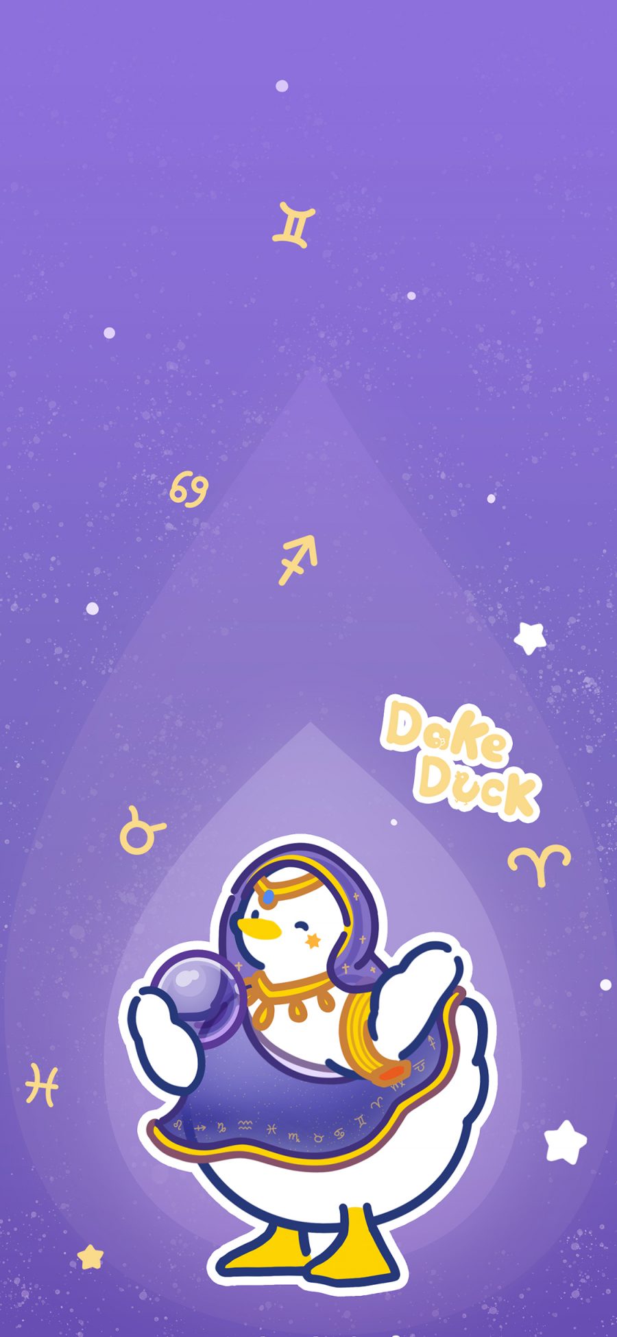 [2436×1125]大可鸭 占卜师 紫 星座 苹果手机动漫壁纸图片
