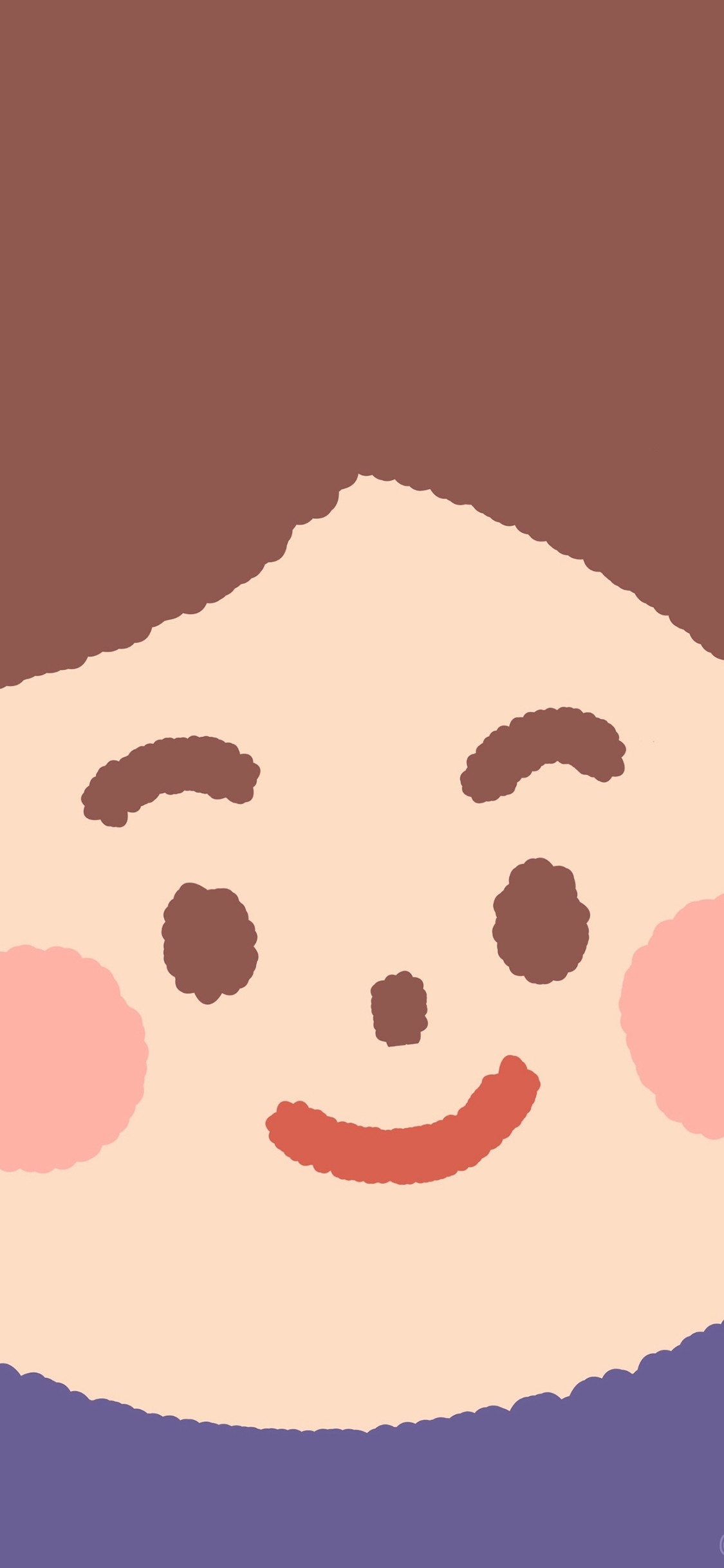 [2436×1125]大脸 表情 五官 微笑 腮红 苹果手机动漫壁纸图片