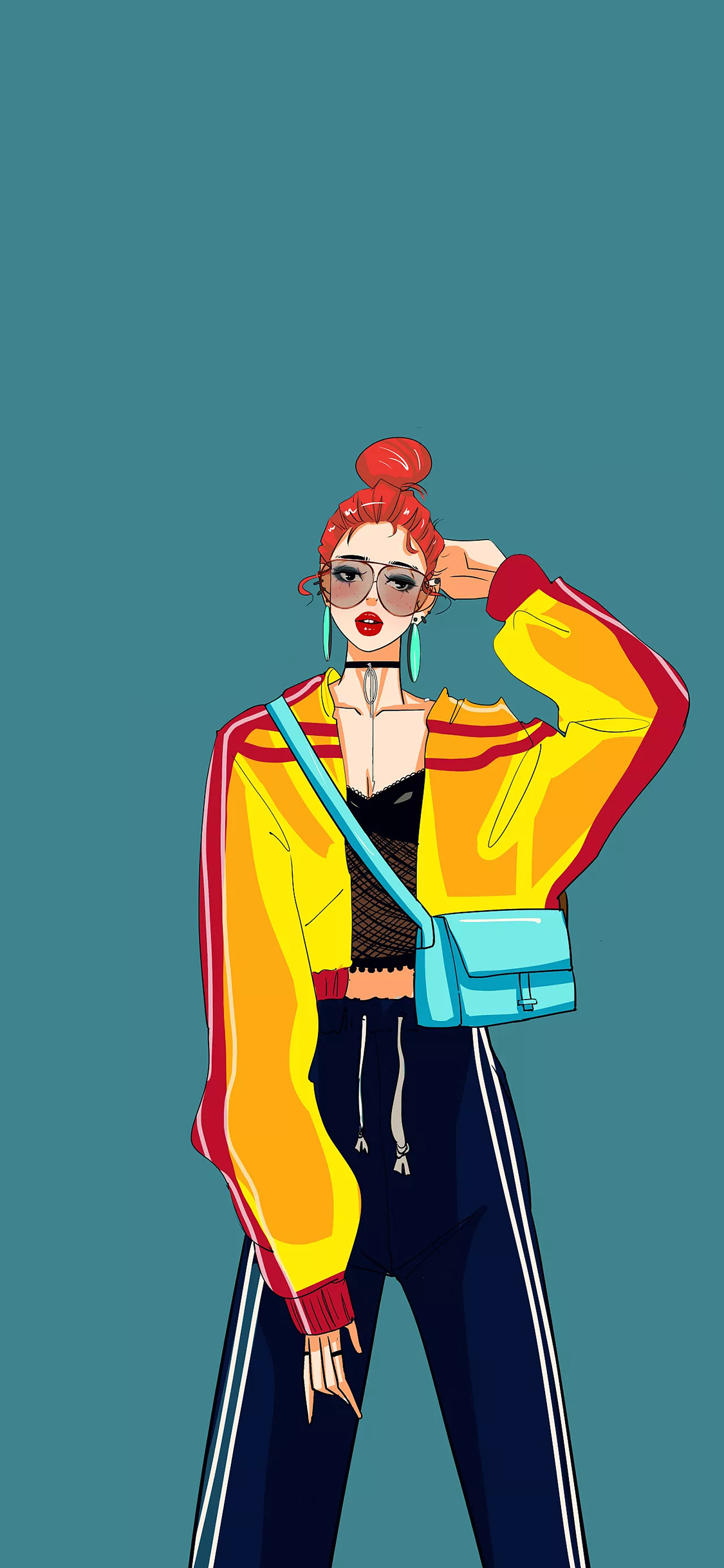 [2436×1125]女孩 插图 时尚 摩登 色彩 苹果手机动漫壁纸图片