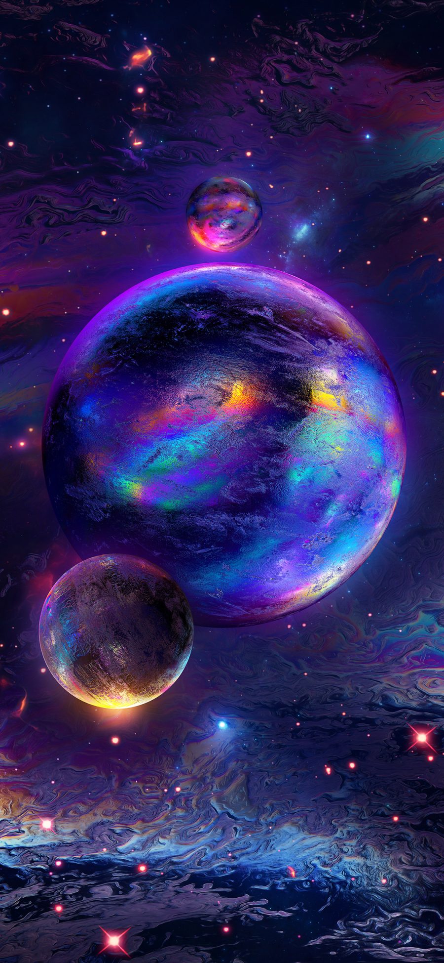 [2436×1125]宇宙 行星 星球 梦幻 色彩 苹果手机动漫壁纸图片