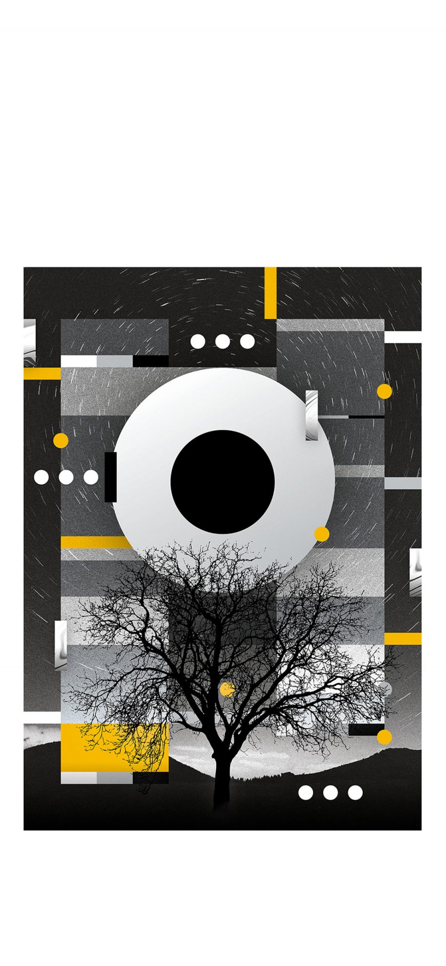 [2436×1125]封面 树木 圆形 黑白 设计 结构 苹果手机动漫壁纸图片