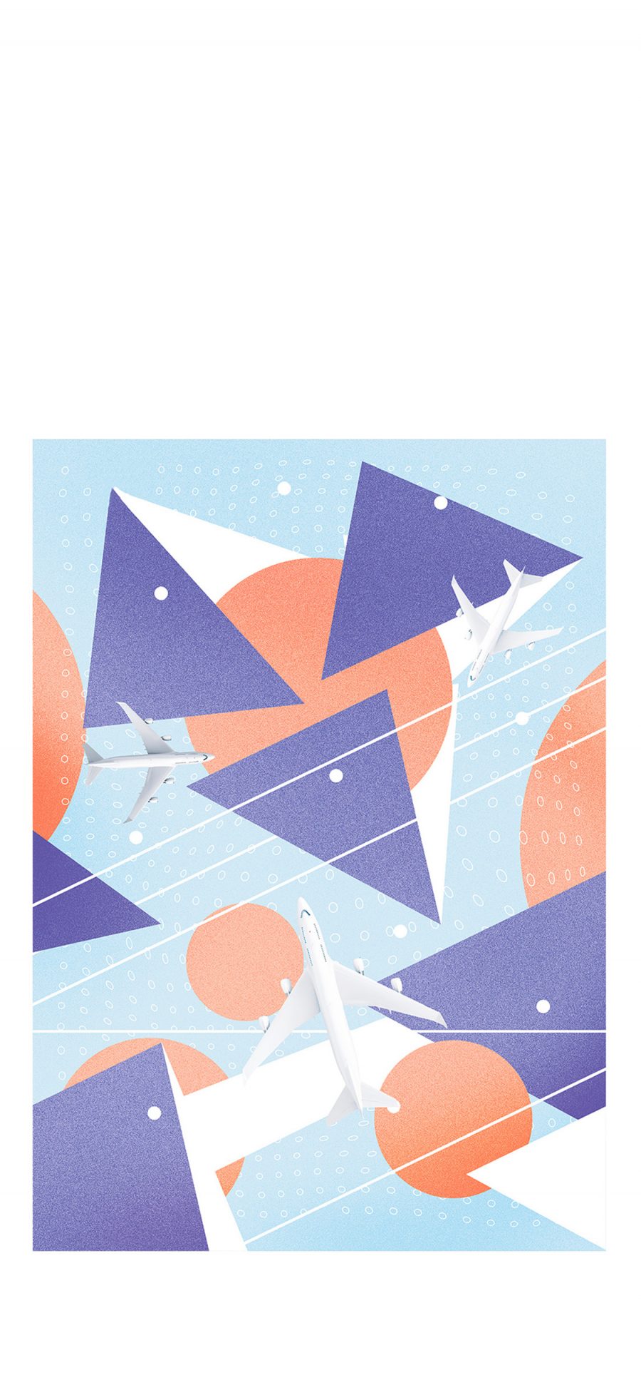 [2436×1125]封面 设计 飞机 几何 三角 苹果手机动漫壁纸图片