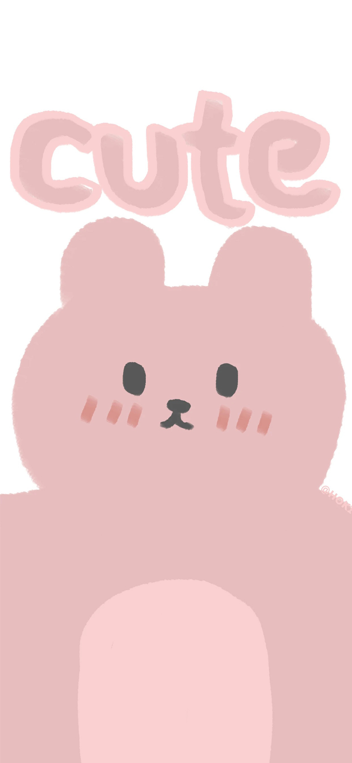 [2436×1125]小兔子 粉 可爱 cute 苹果手机动漫壁纸图片