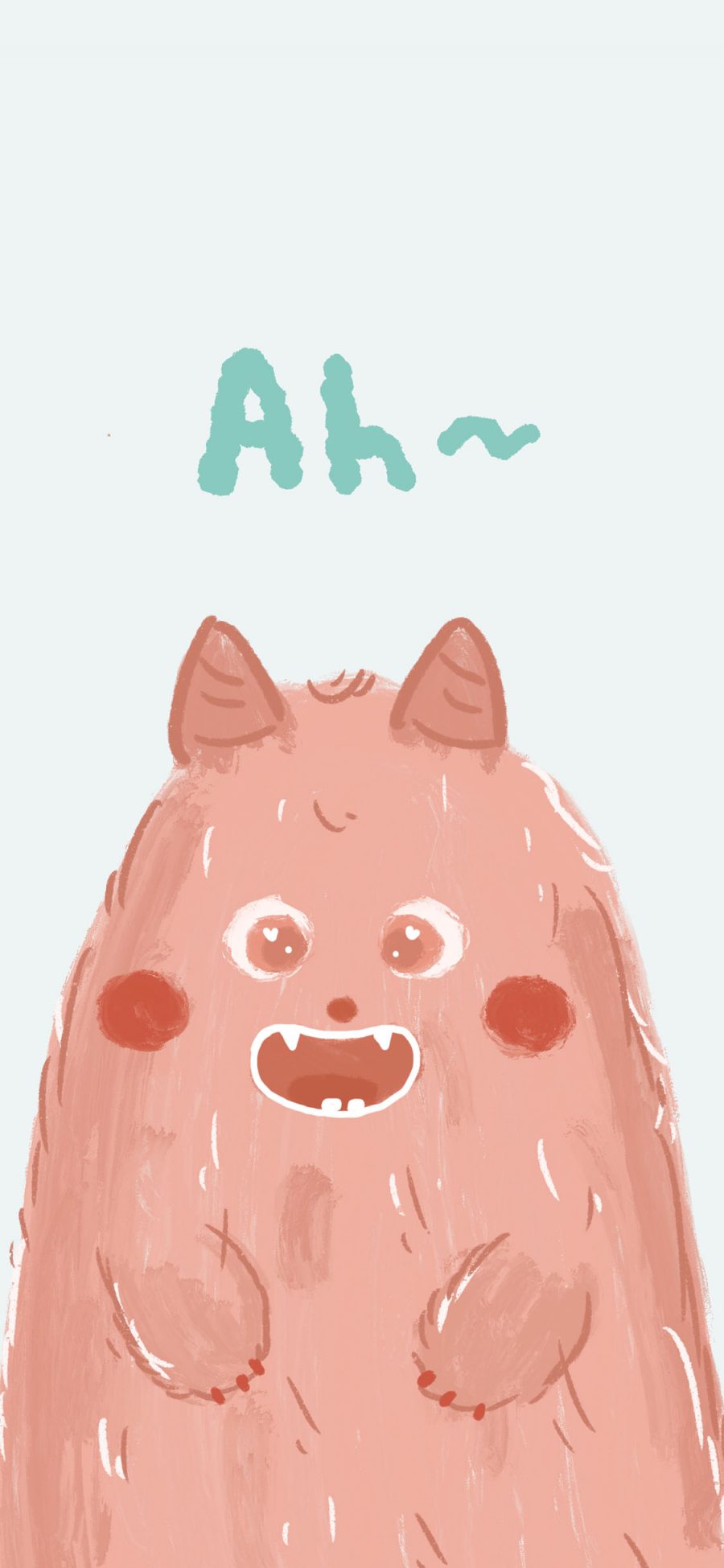 [2436×1125]小怪兽 可爱 Ah 彩绘 苹果手机动漫壁纸图片