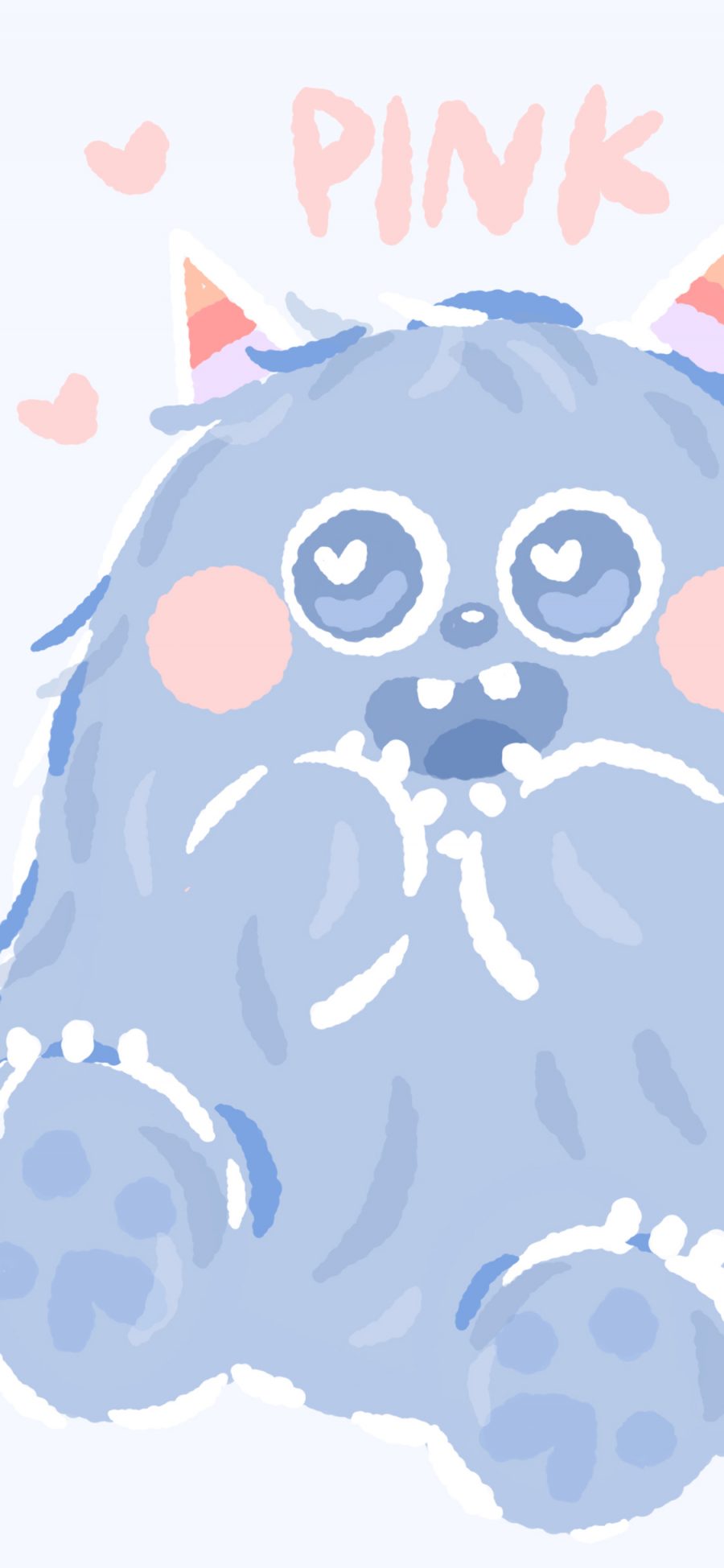 [2436×1125]小怪兽 可爱 爱心 萌 蓝色 苹果手机动漫壁纸图片