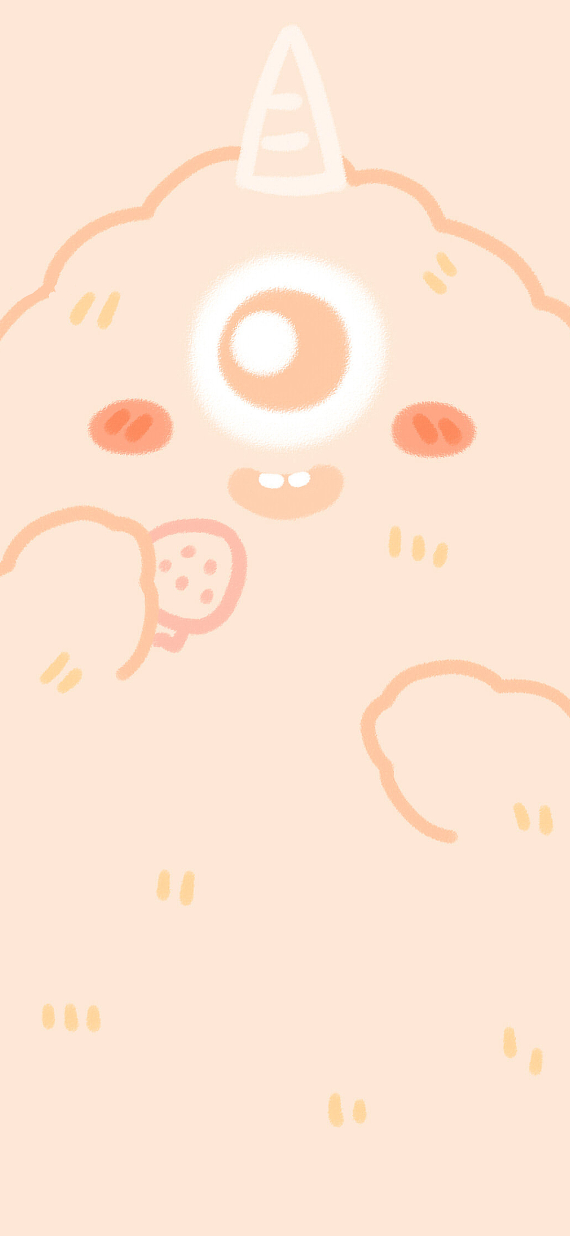 [2436×1125]小怪兽 可爱 独角 黄 草莓 苹果手机动漫壁纸图片