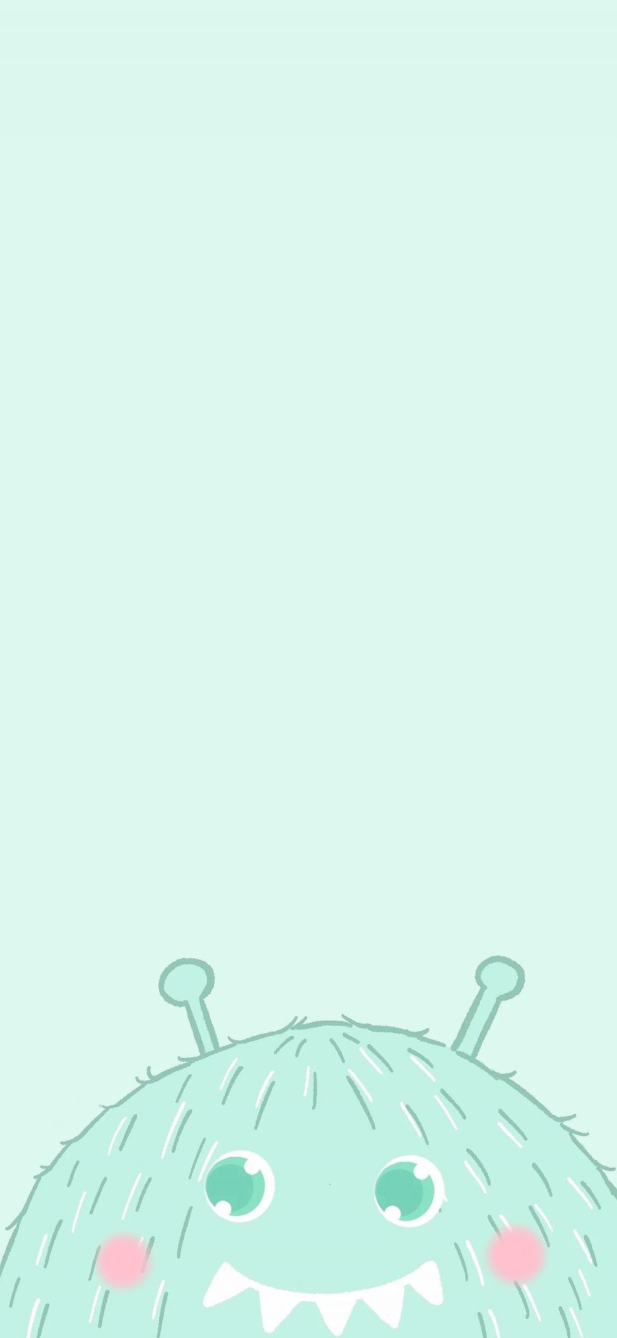 [2436×1125]小怪兽 可爱 绿色 苹果手机动漫壁纸图片