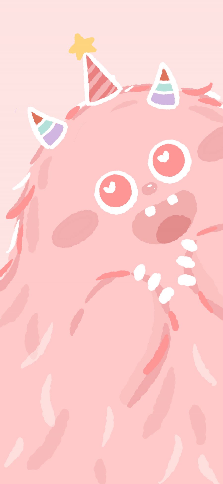 [2436×1125]小怪兽 可爱 萌 粉色 开心 苹果手机动漫壁纸图片