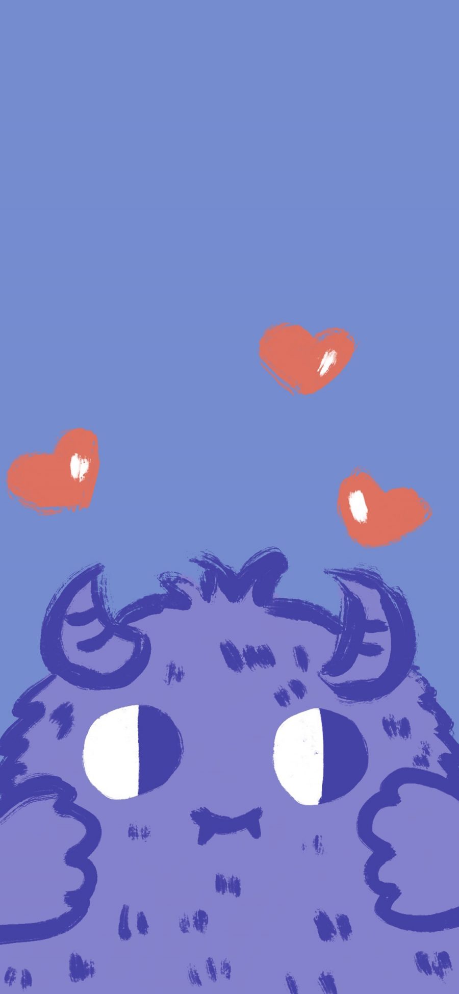 [2436×1125]小怪兽 爱心 可爱 卡通 苹果手机动漫壁纸图片