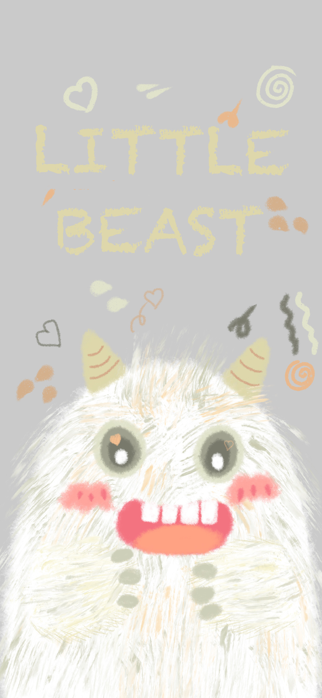 [2436×1125]小怪兽 白色 可爱 牙齿 苹果手机动漫壁纸图片