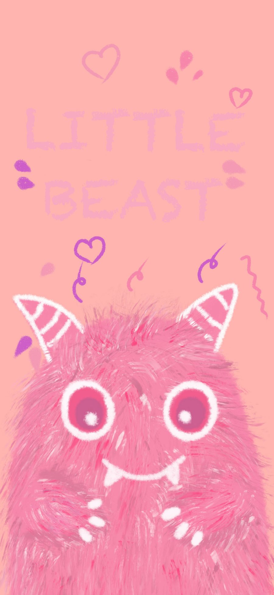 [2436×1125]小怪兽 粉色 可爱 牙齿 苹果手机动漫壁纸图片