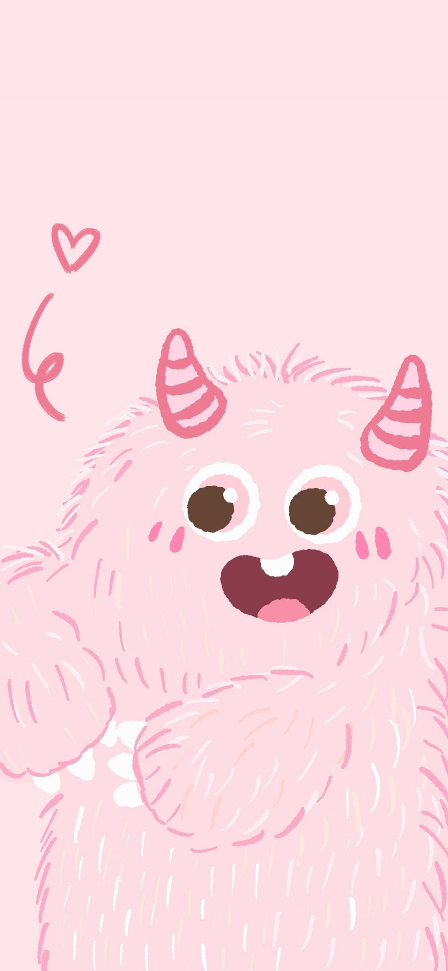 [2436×1125]小怪兽 粉色 可爱 牙齿 角 苹果手机动漫壁纸图片