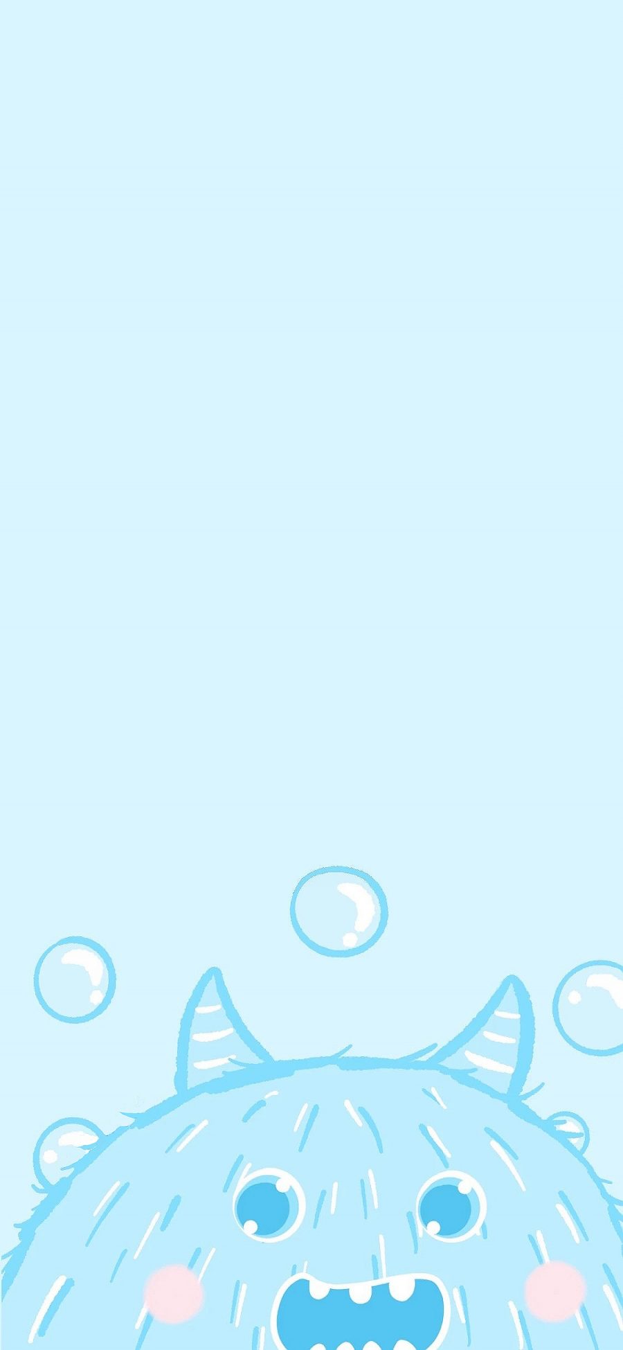 [2436×1125]小怪兽 蓝色 可爱 卡通 苹果手机动漫壁纸图片