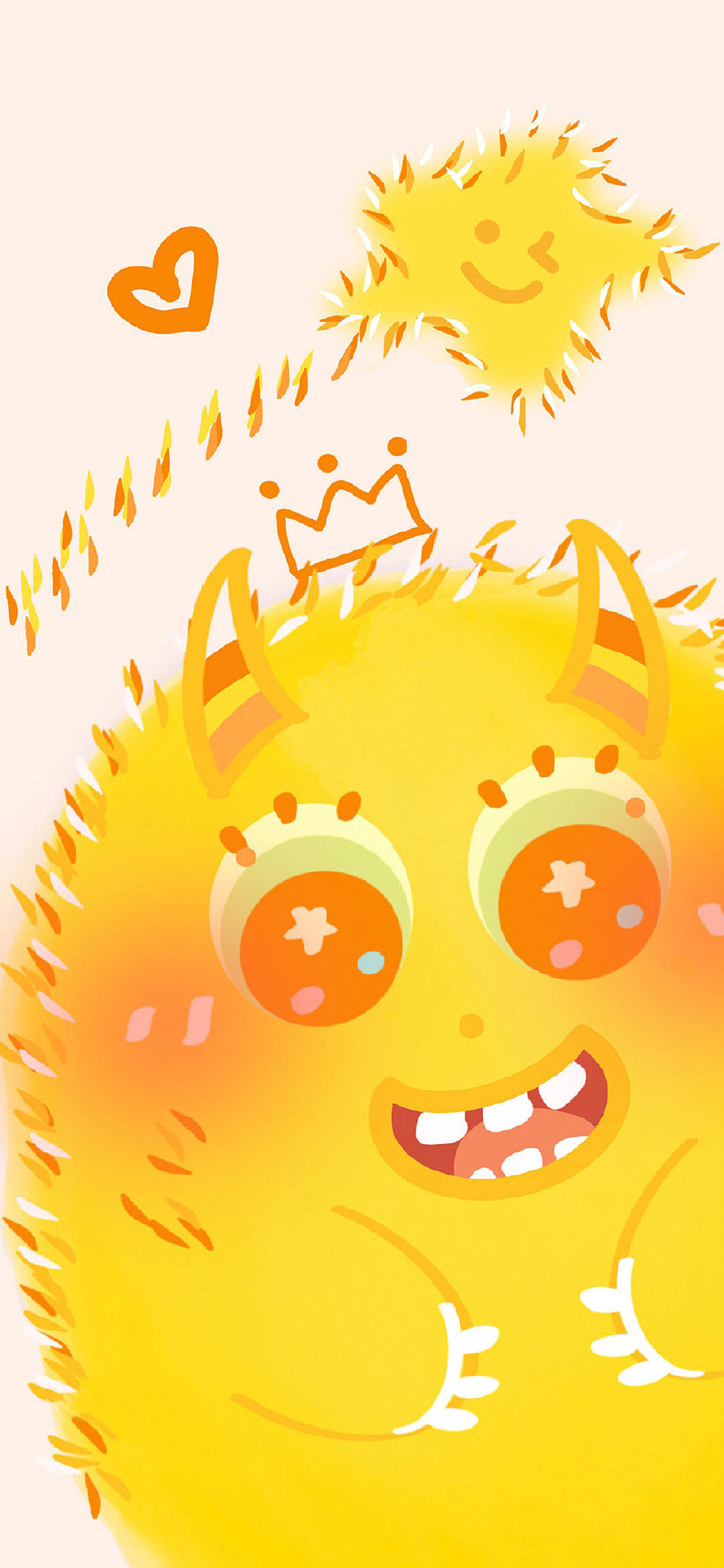 [2436×1125]小怪兽 阿黄 卡通 可爱 苹果手机动漫壁纸图片