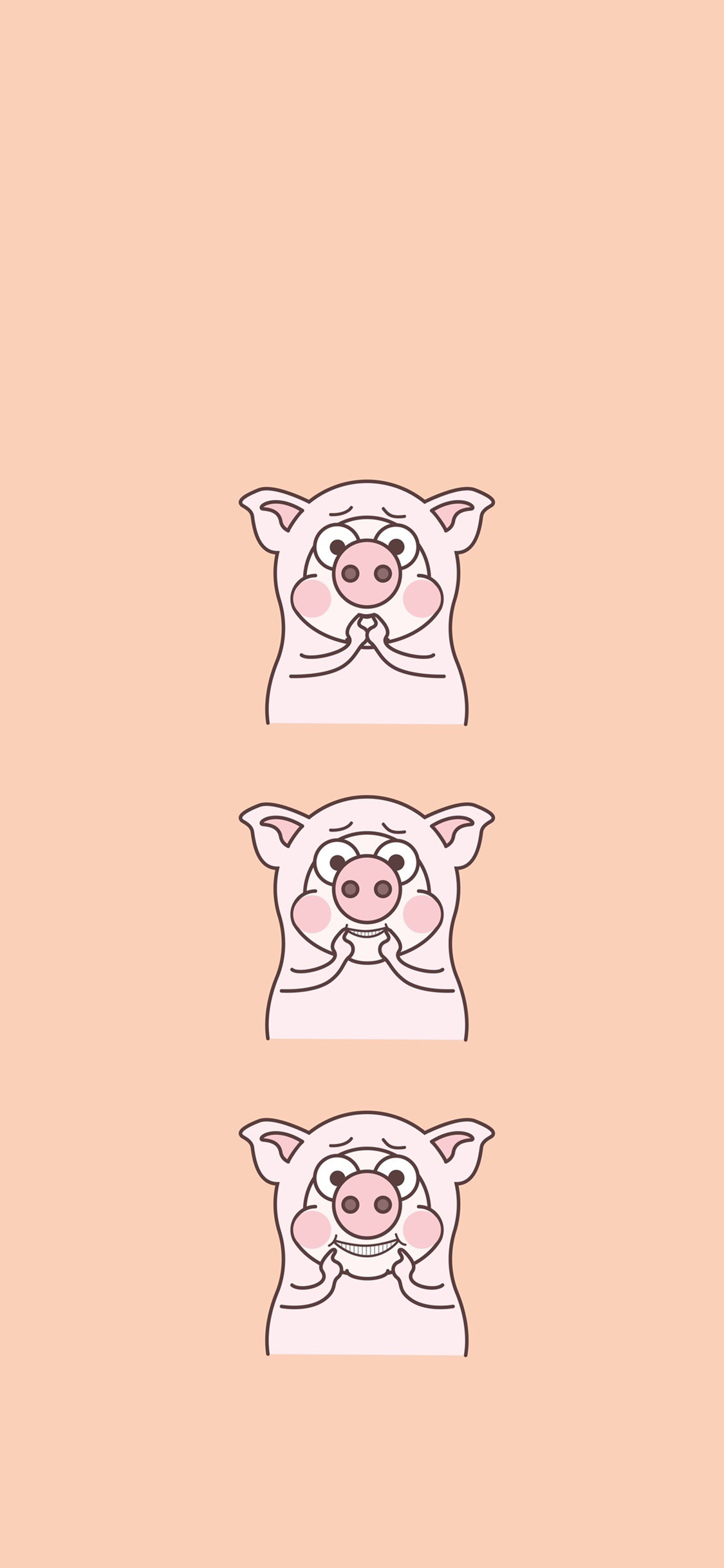 [2436×1125]小恭猪 卡通 可爱 挤出笑容 苹果手机动漫壁纸图片