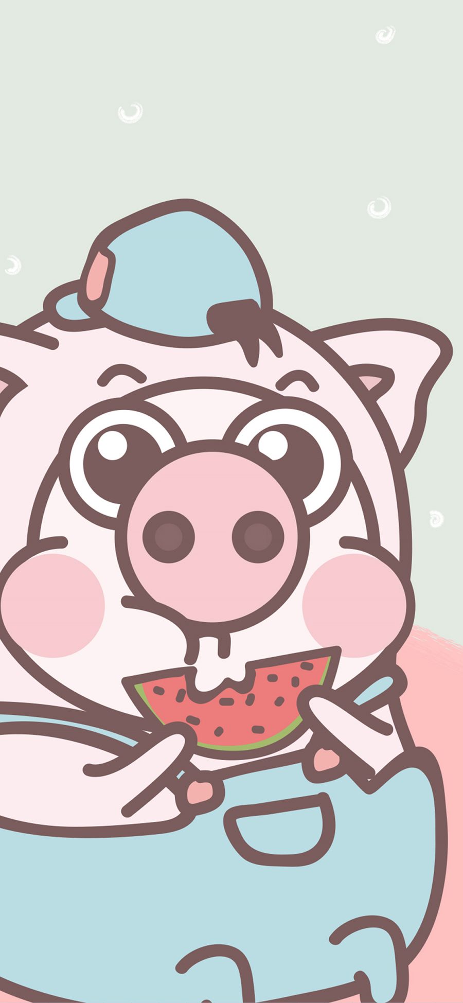 [2436×1125]小恭猪 可爱 吃瓜 卡通 苹果手机动漫壁纸图片
