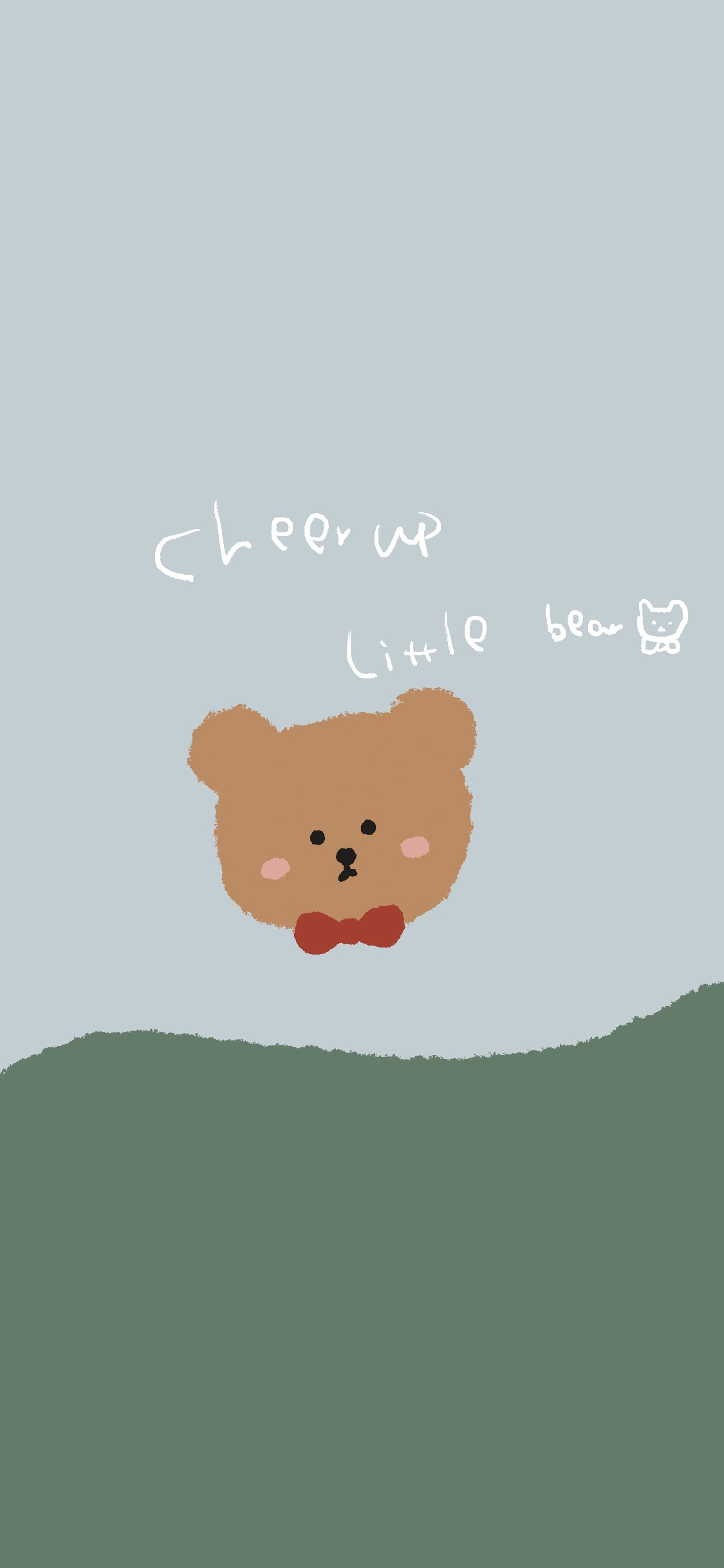 [2436×1125]小熊 cheer up 卡通 欢呼 苹果手机动漫壁纸图片