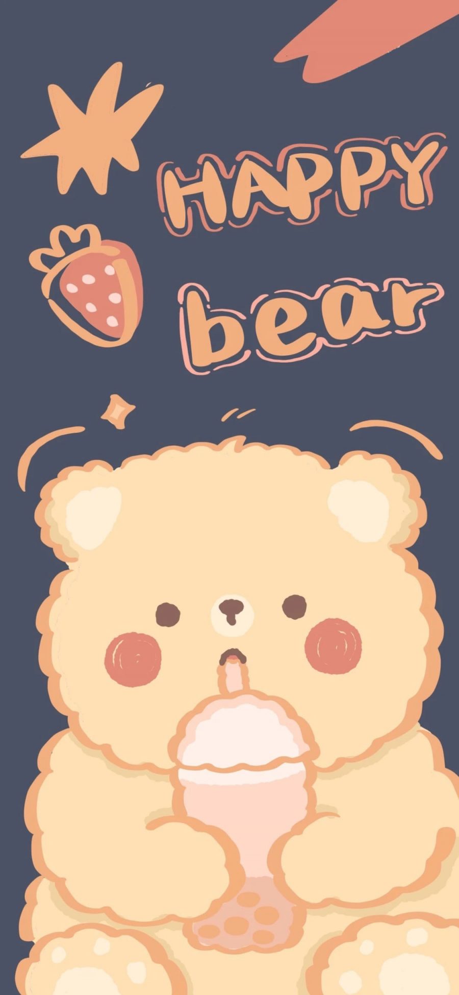 [2436×1125]小熊 happy bear 可爱 苹果手机动漫壁纸图片