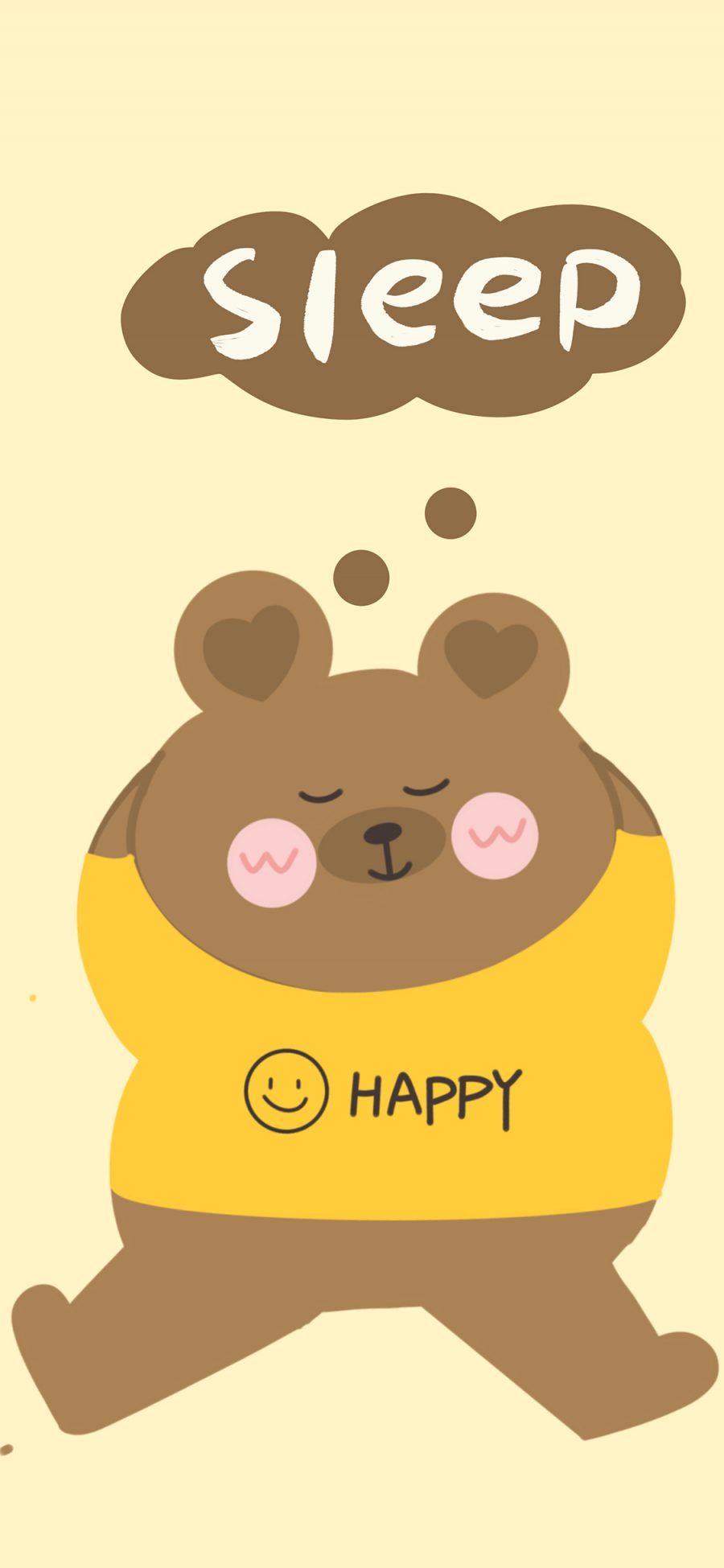 [2436×1125]小熊 sleep happy 可爱 苹果手机动漫壁纸图片