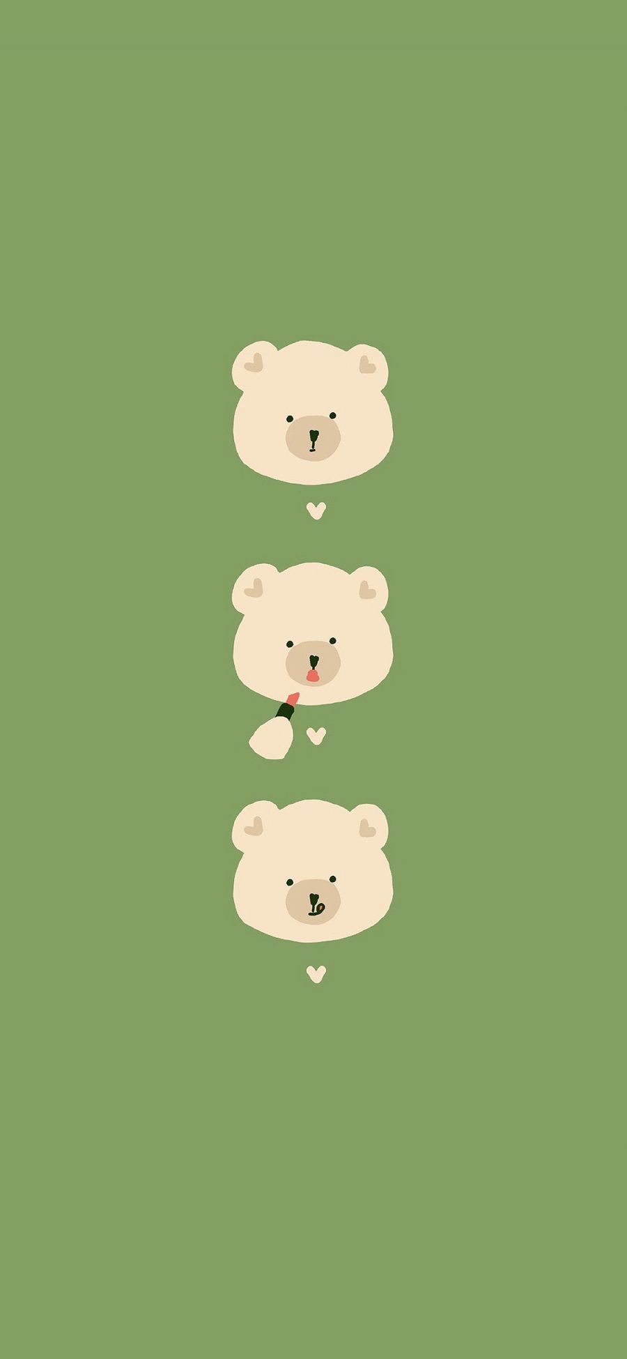 [2436×1125]小熊 可爱 卡通 绿 苹果手机动漫壁纸图片