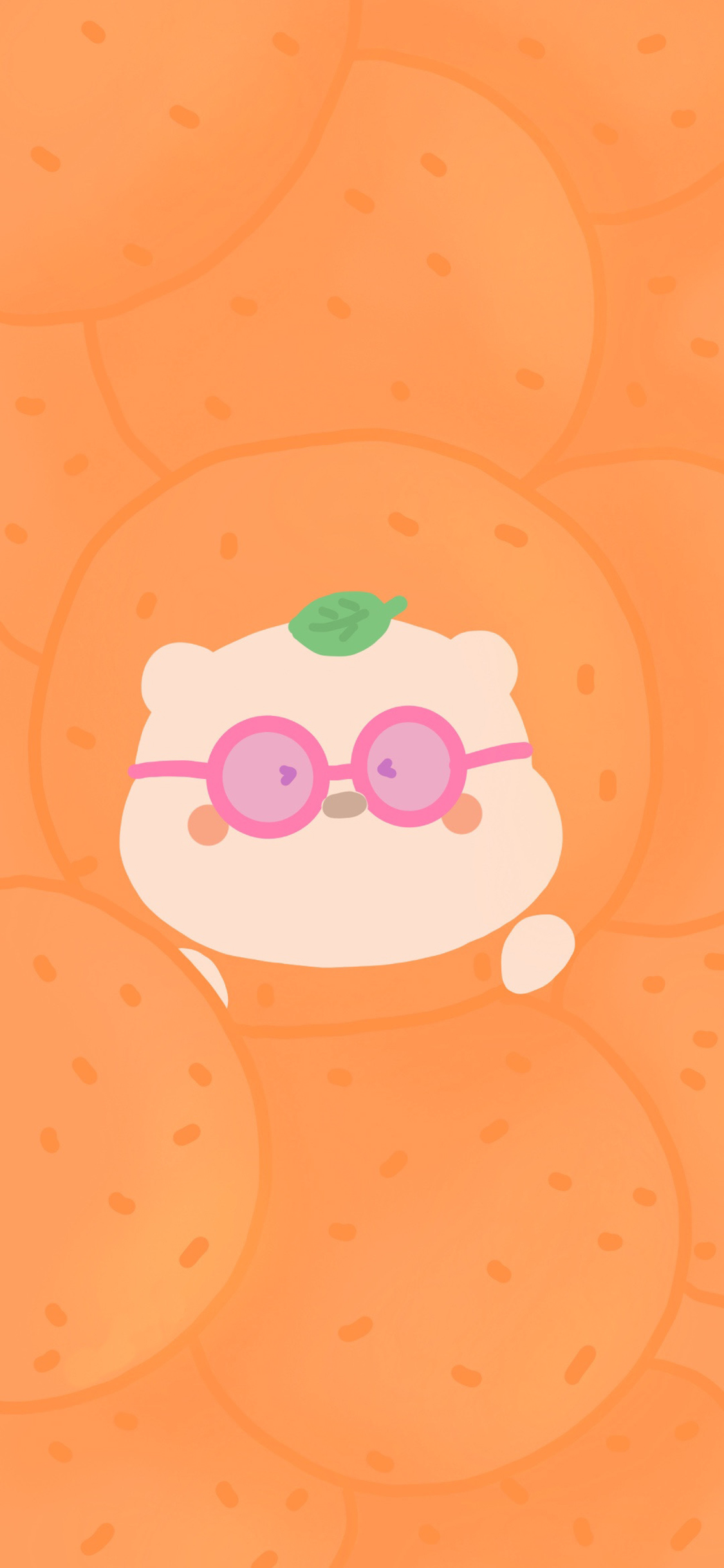 [2436×1125]小熊 橙色 可爱 卡通 苹果手机动漫壁纸图片