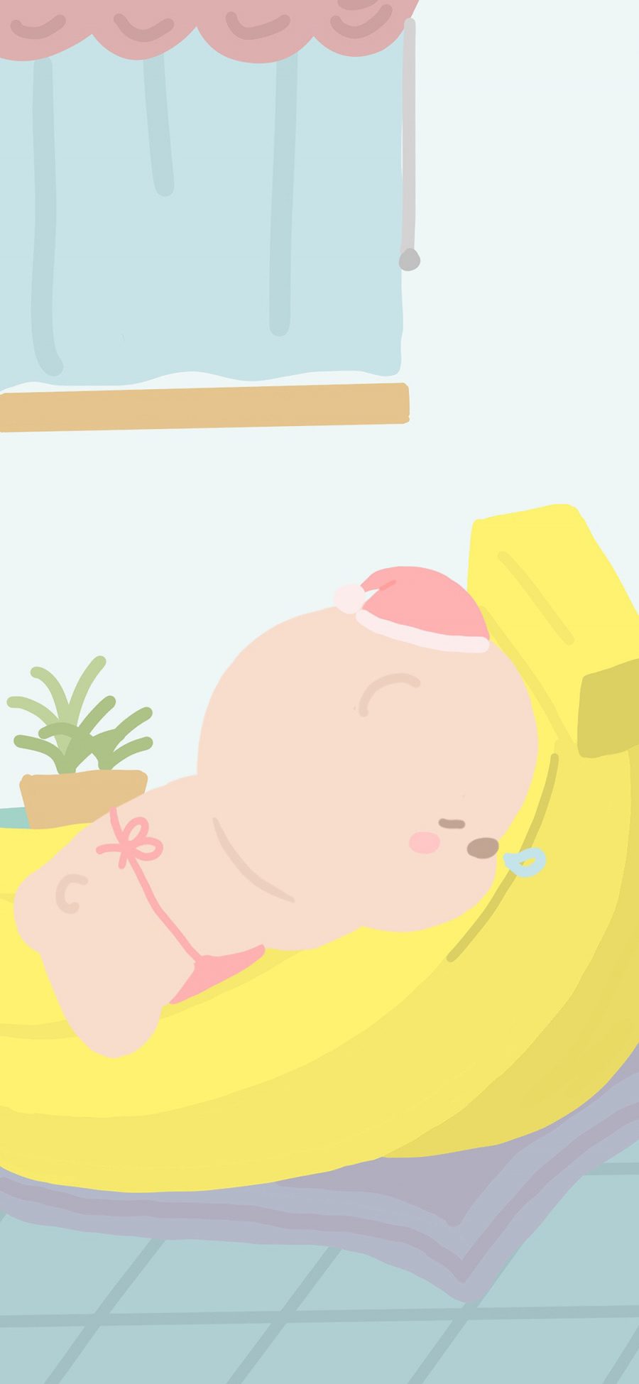 [2436×1125]小熊 香蕉 肚兜 可爱 苹果手机动漫壁纸图片