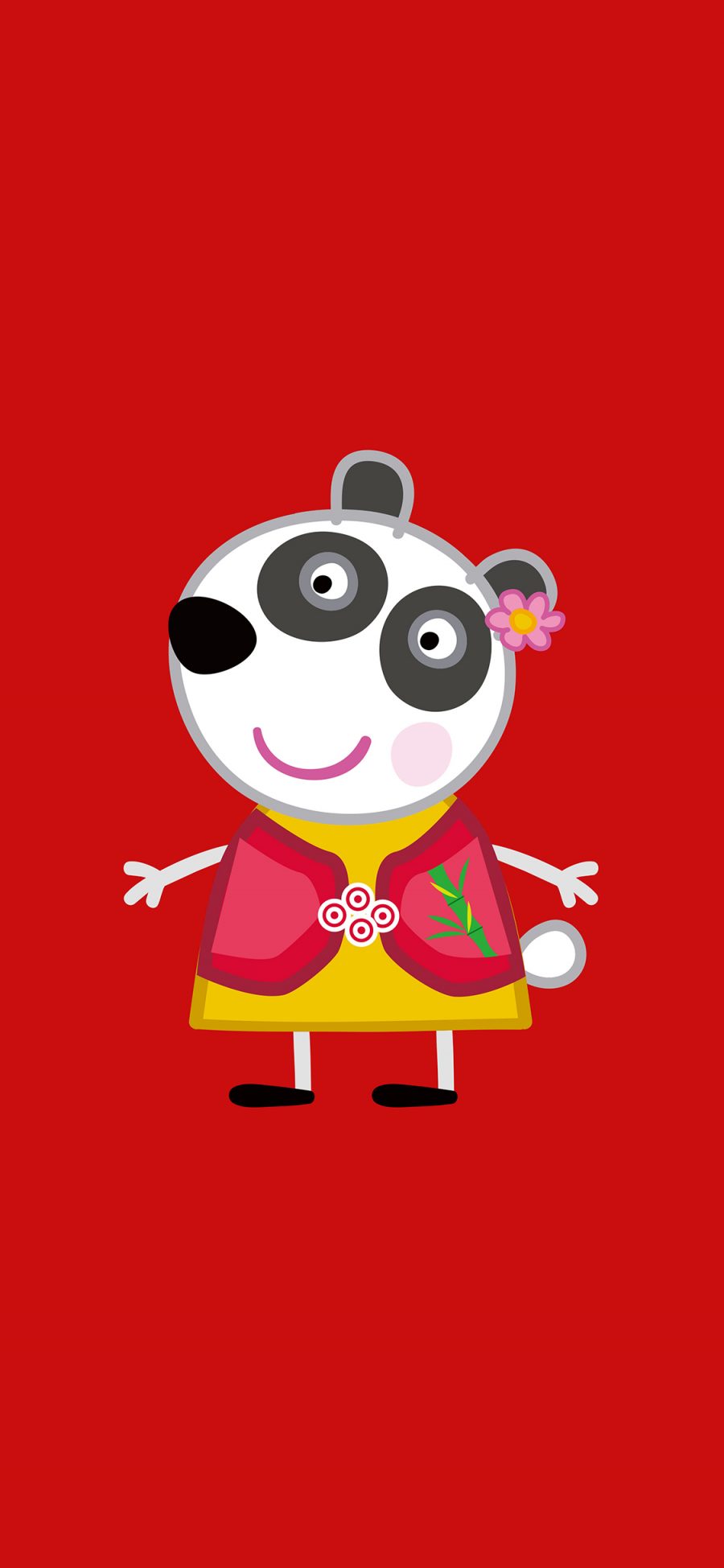 [2436×1125]小猪佩奇 熊猫 红色 动画 苹果手机动漫壁纸图片
